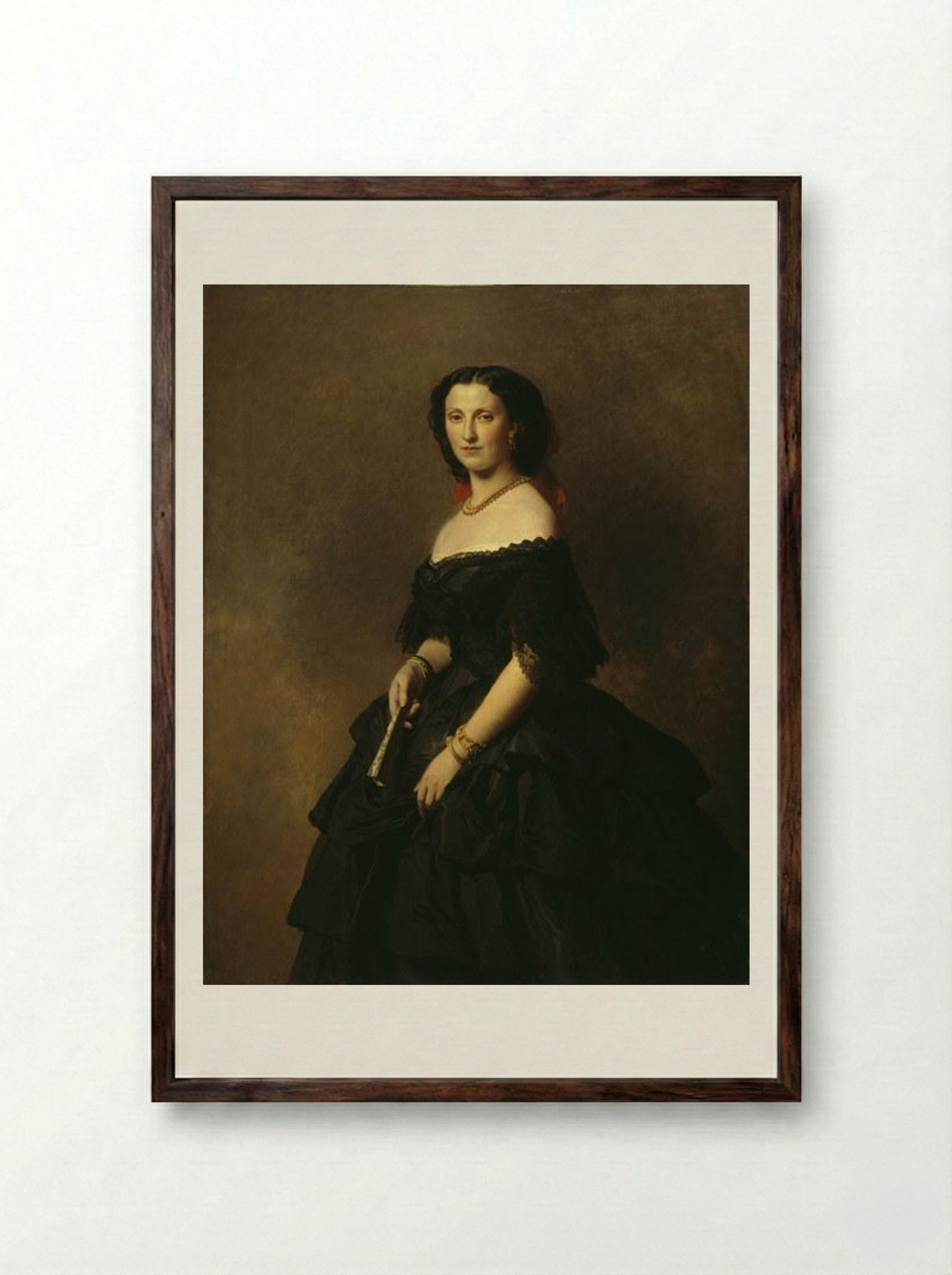 Portrait of Princess Elizaveta Alexandrovna Tchernicheva - Franz Xaver Winterhalter - Framed Print Dark Wood
