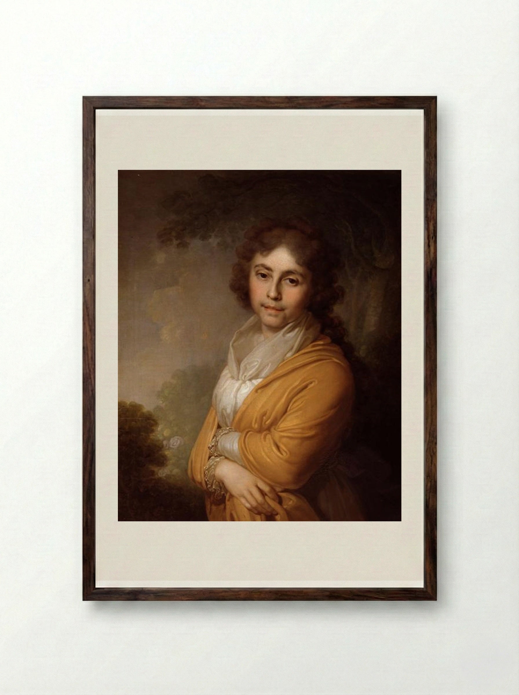 Portrait of Princess N.I. Kurakin - Vladimir Borovikovsky - Framed Print Dark Wood