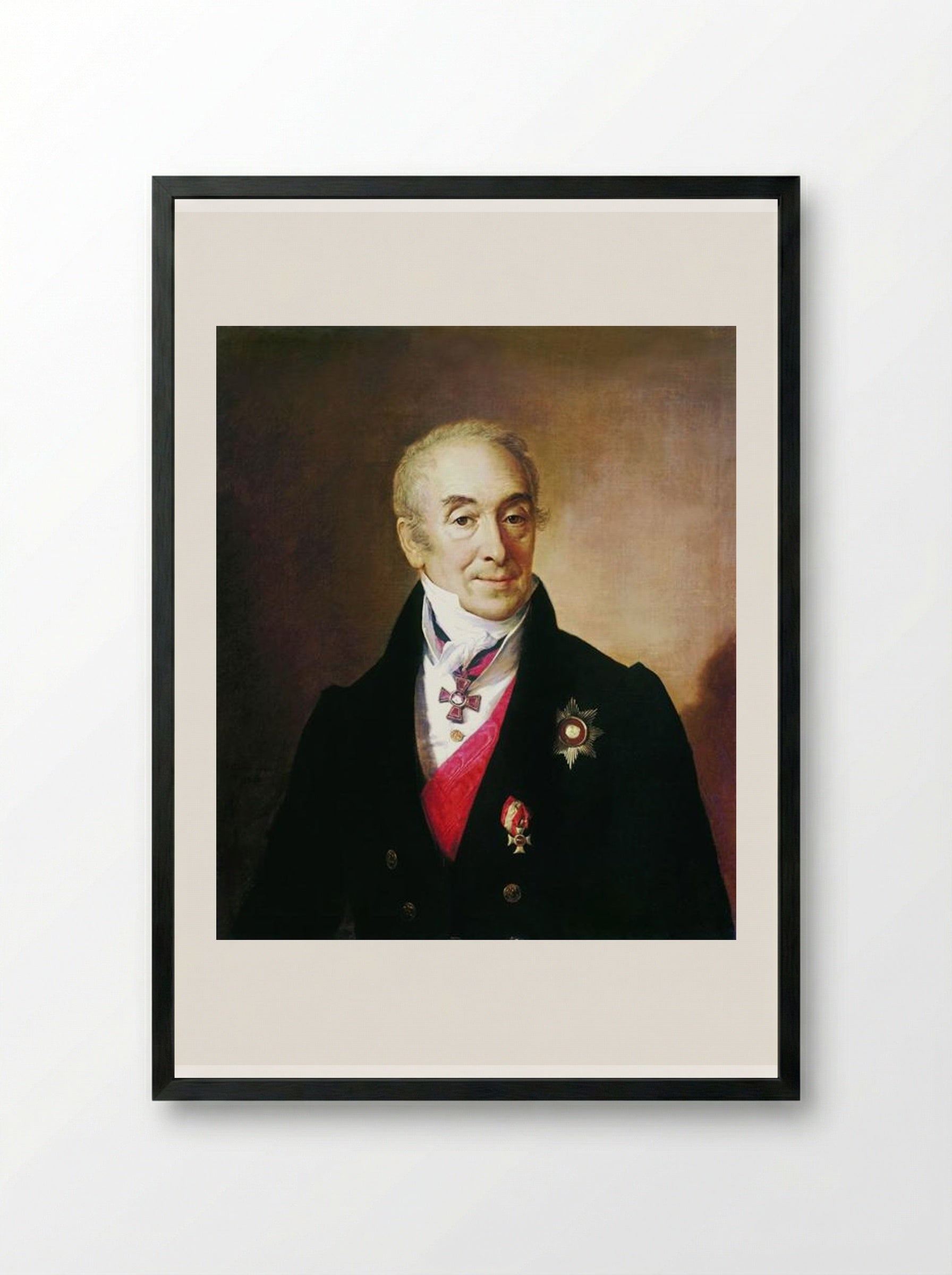 Portrait of Prokofy Kushnikov - Vasily Tropinin - Framed Print Black