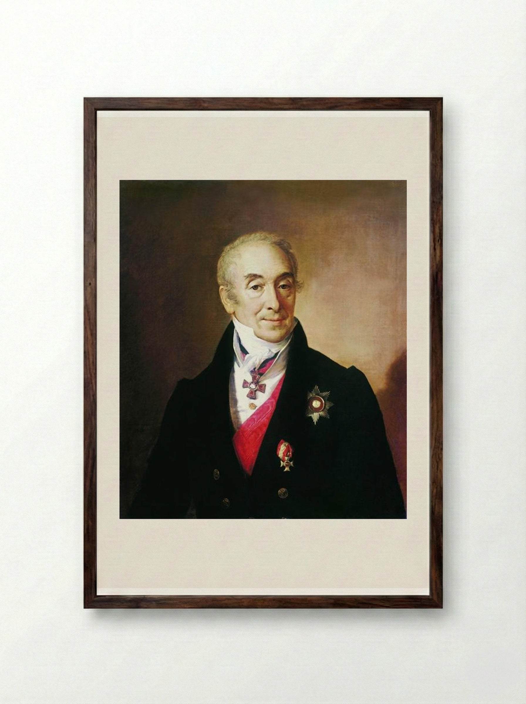 Portrait of Prokofy Kushnikov - Vasily Tropinin - Framed Print Dark Wood