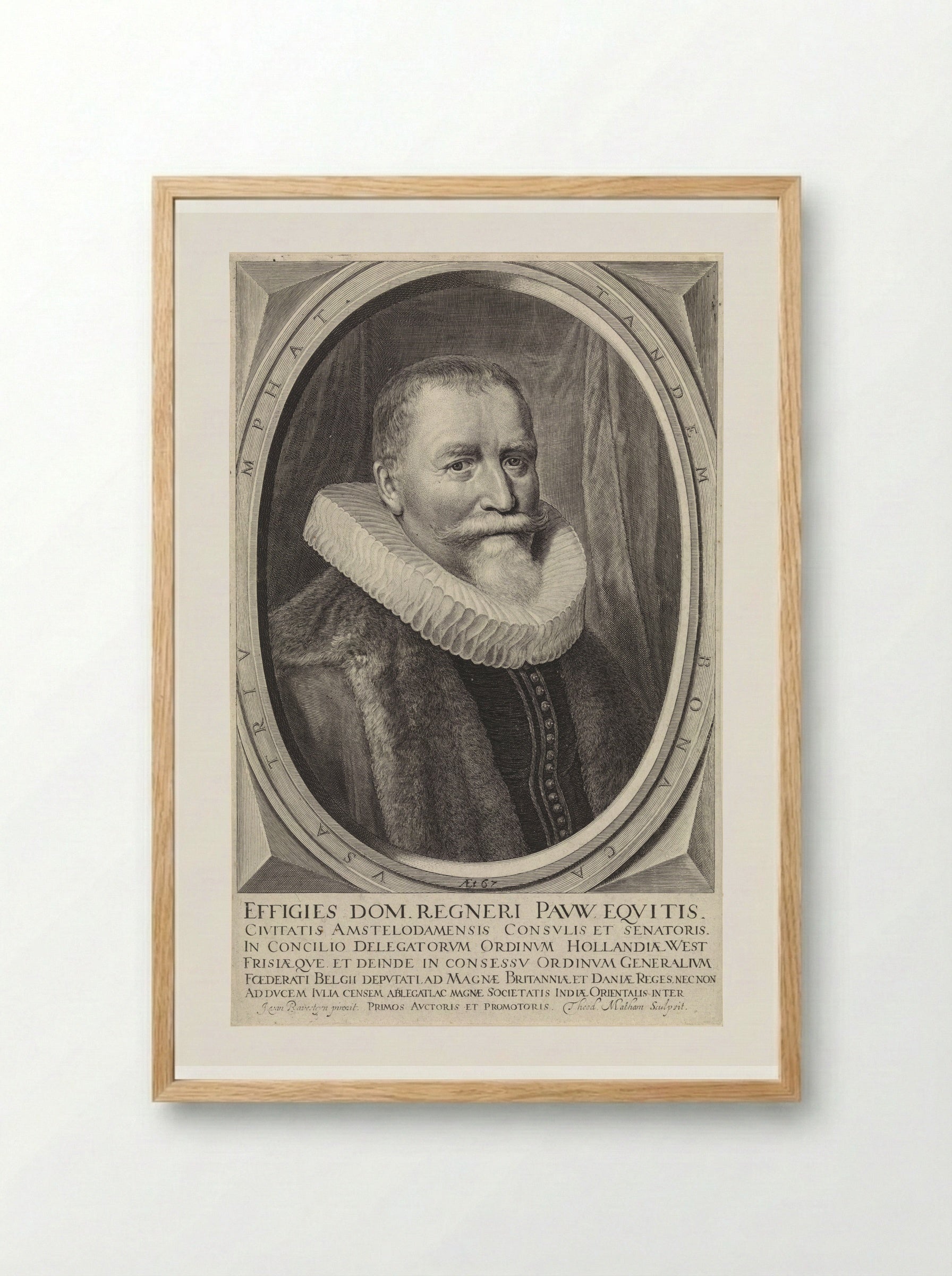 Portrait of Reinier Adriaensz. Pauw at Age 67 - Theodor Matham - Framed Print Wood