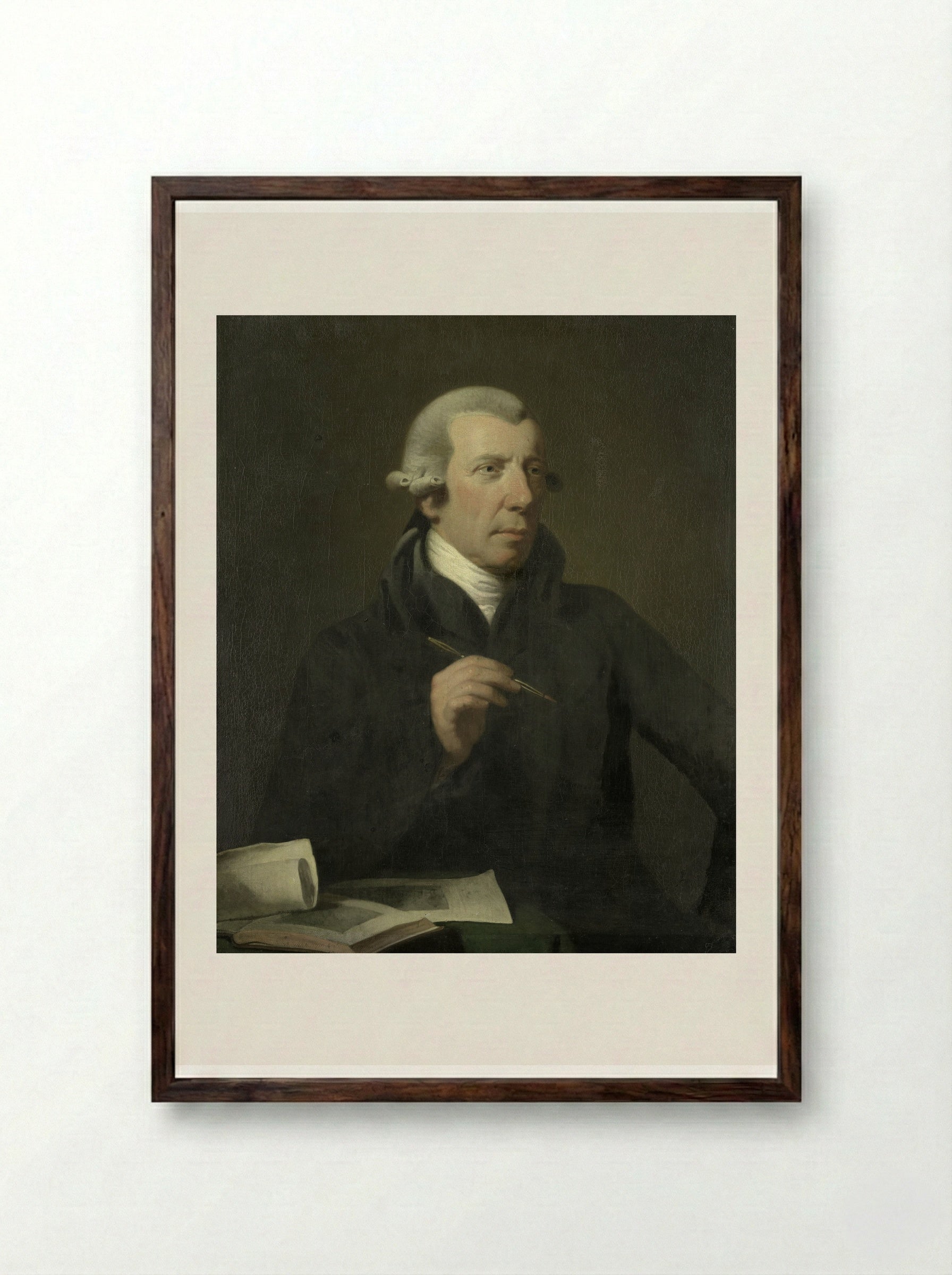 Portrait of Reinier Vinkeles - Charles Howard Hodges - Framed Print Dark Wood