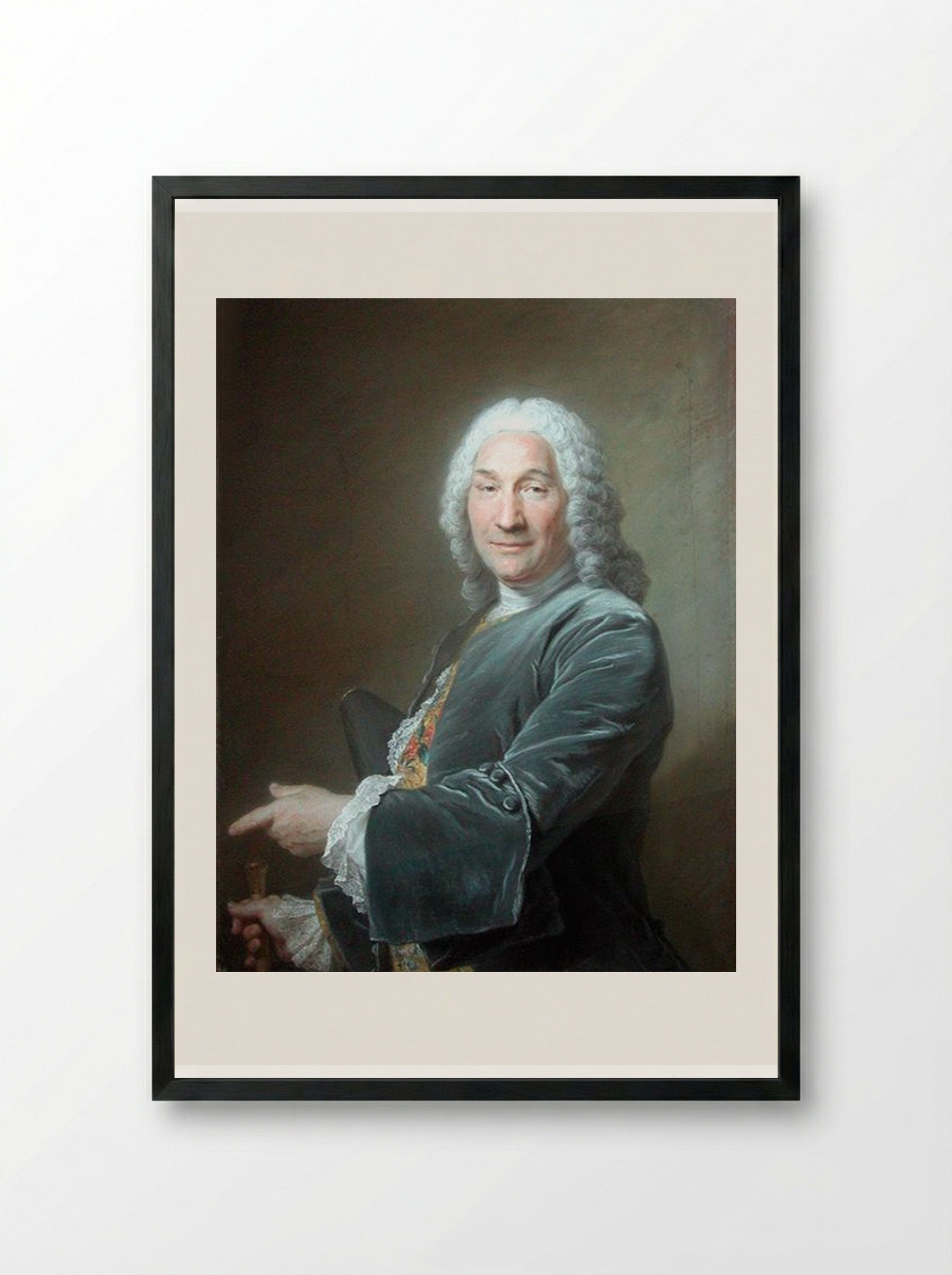 Portrait of René Frémin, Sculptor - Maurice Quentin de La Tour - Framed Print Black