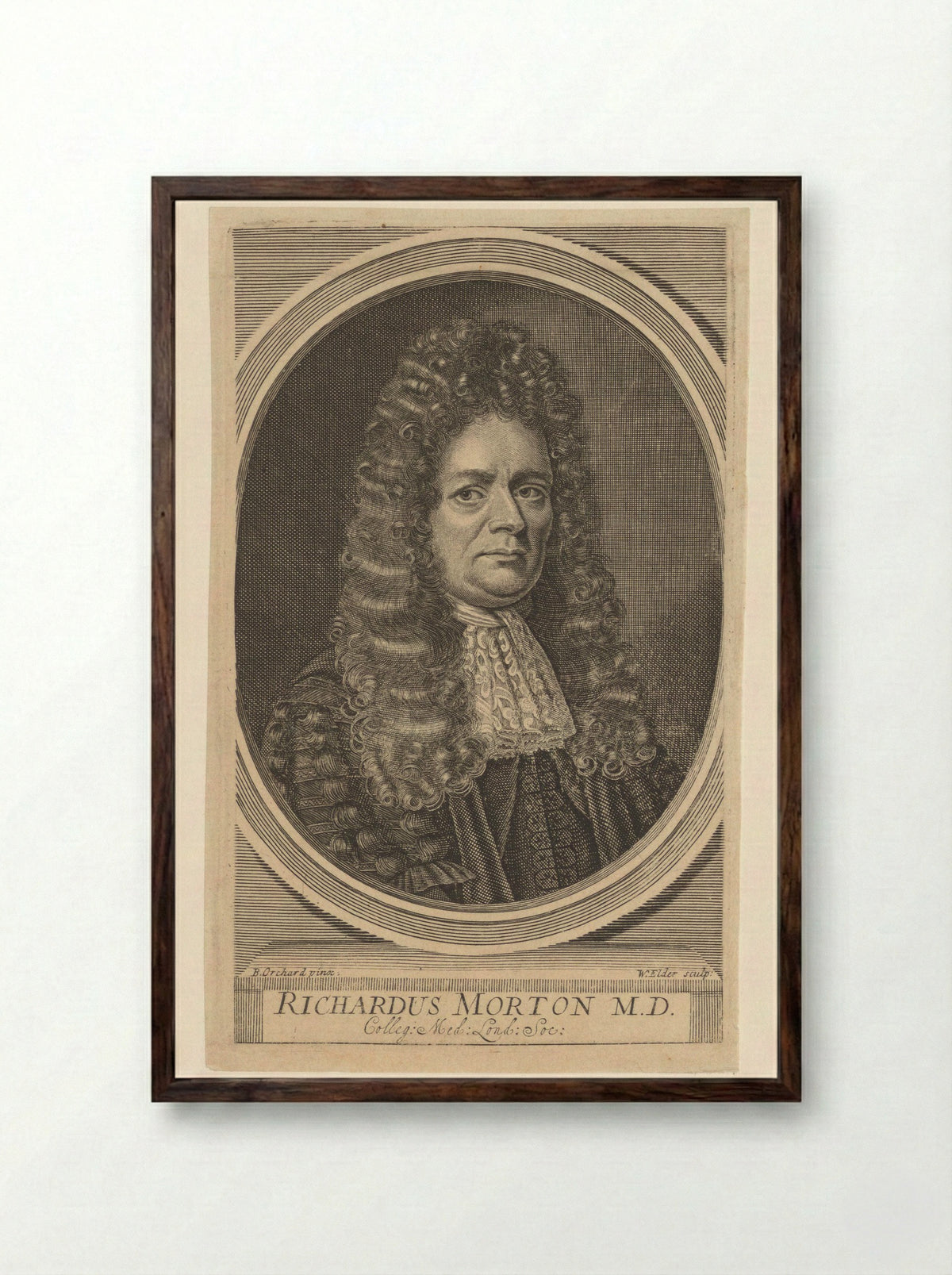 Portrait of Richard Morton, M.D. - William Elder - Framed Print Dark Wood
