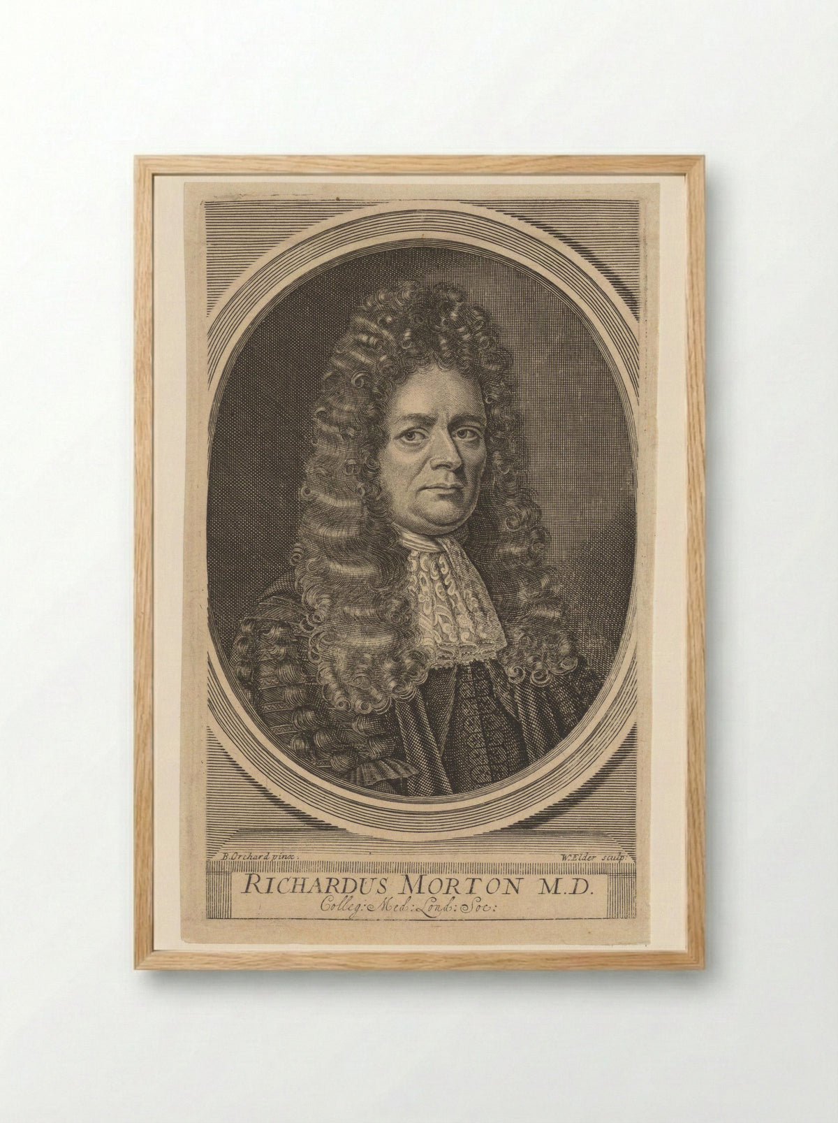 Portrait of Richard Morton, M.D. - William Elder - Framed Print Wood