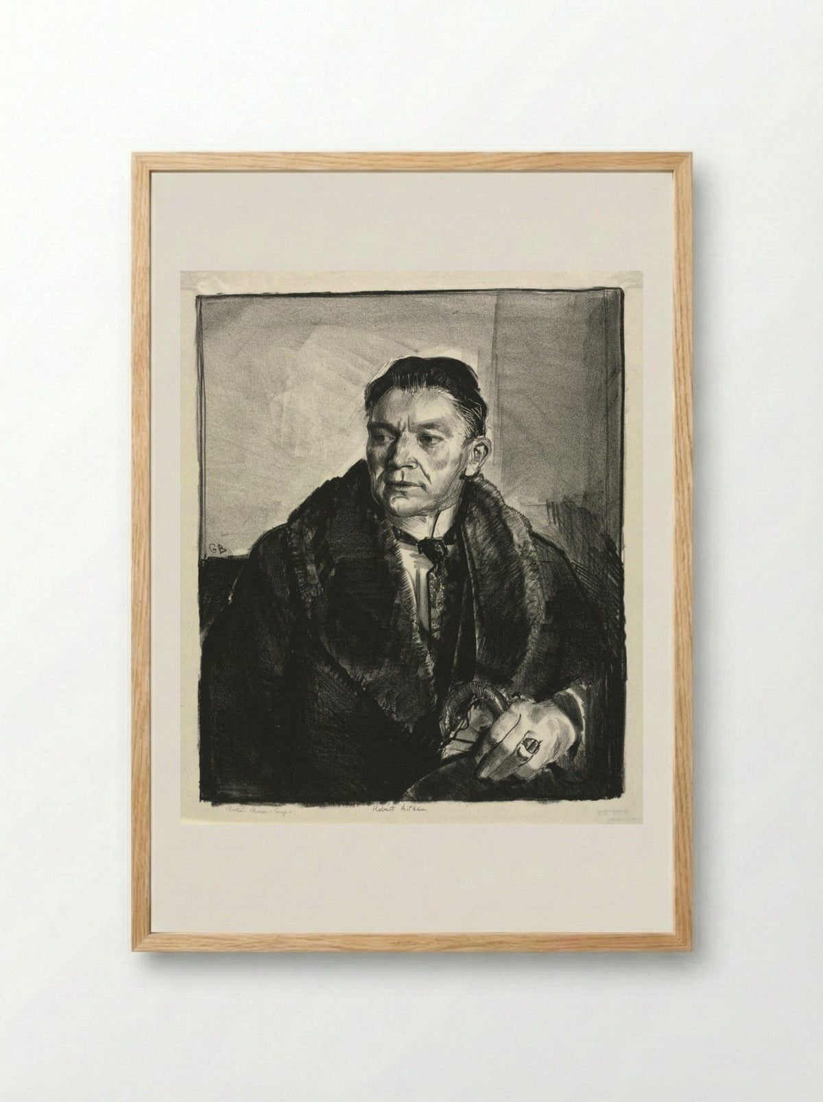 Portrait of Robert Aitken, Second Stone - George Bellows - Framed Print Wood