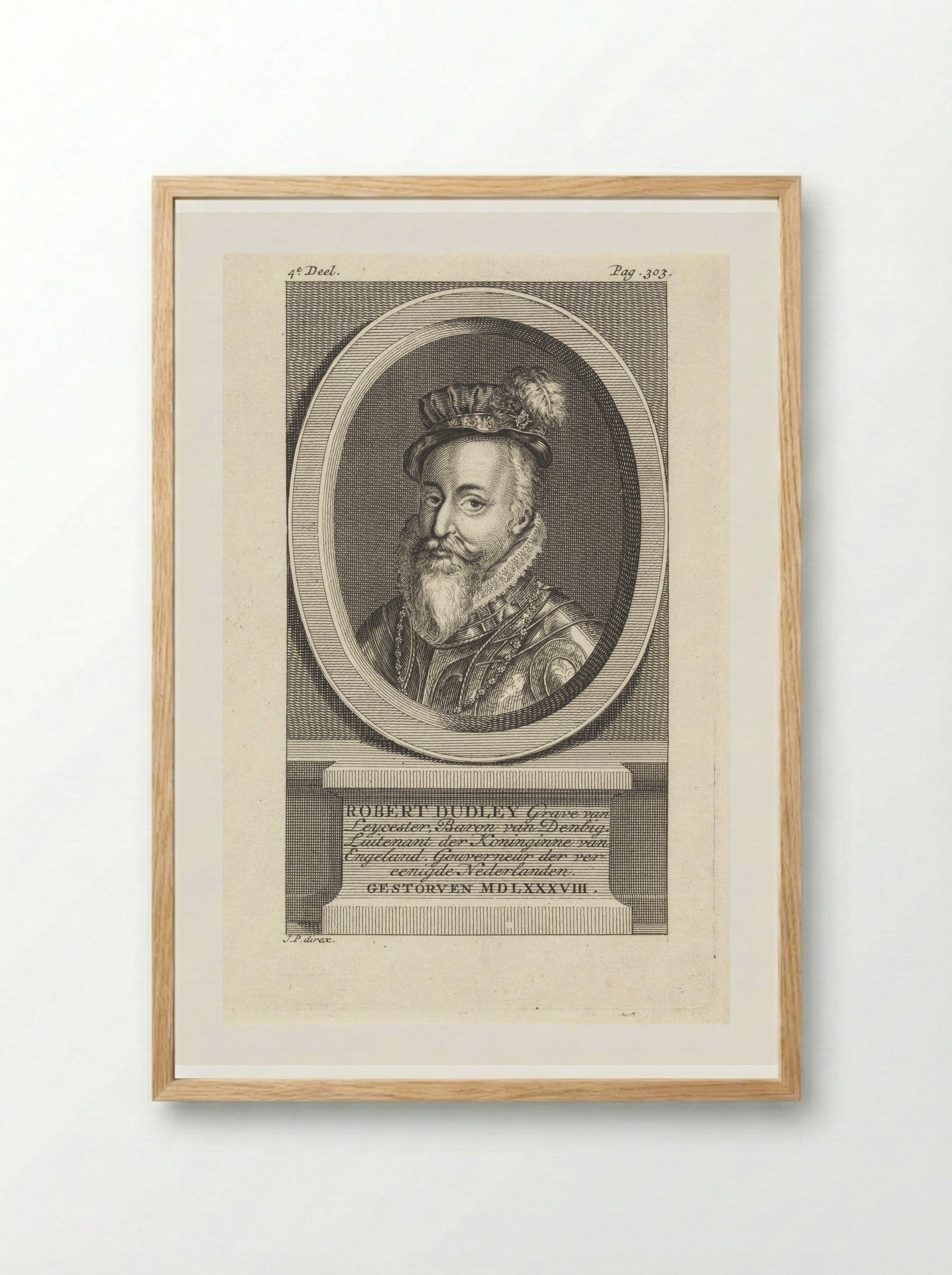 Portrait of Robert Dudley, Earl of Leicester - Jan Punt - Framed Print Wood