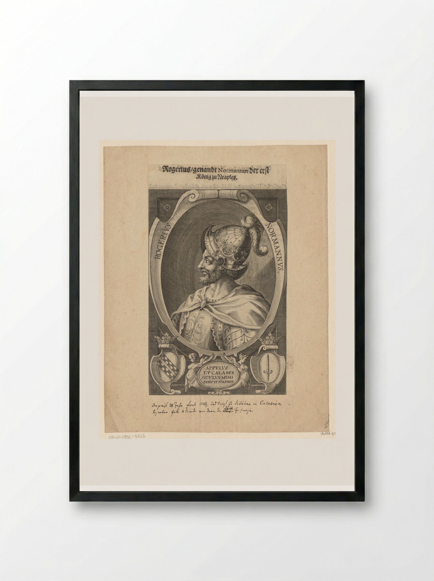 Portrait of Roger II of Sicily - Lucas Kilian - Framed Print Black