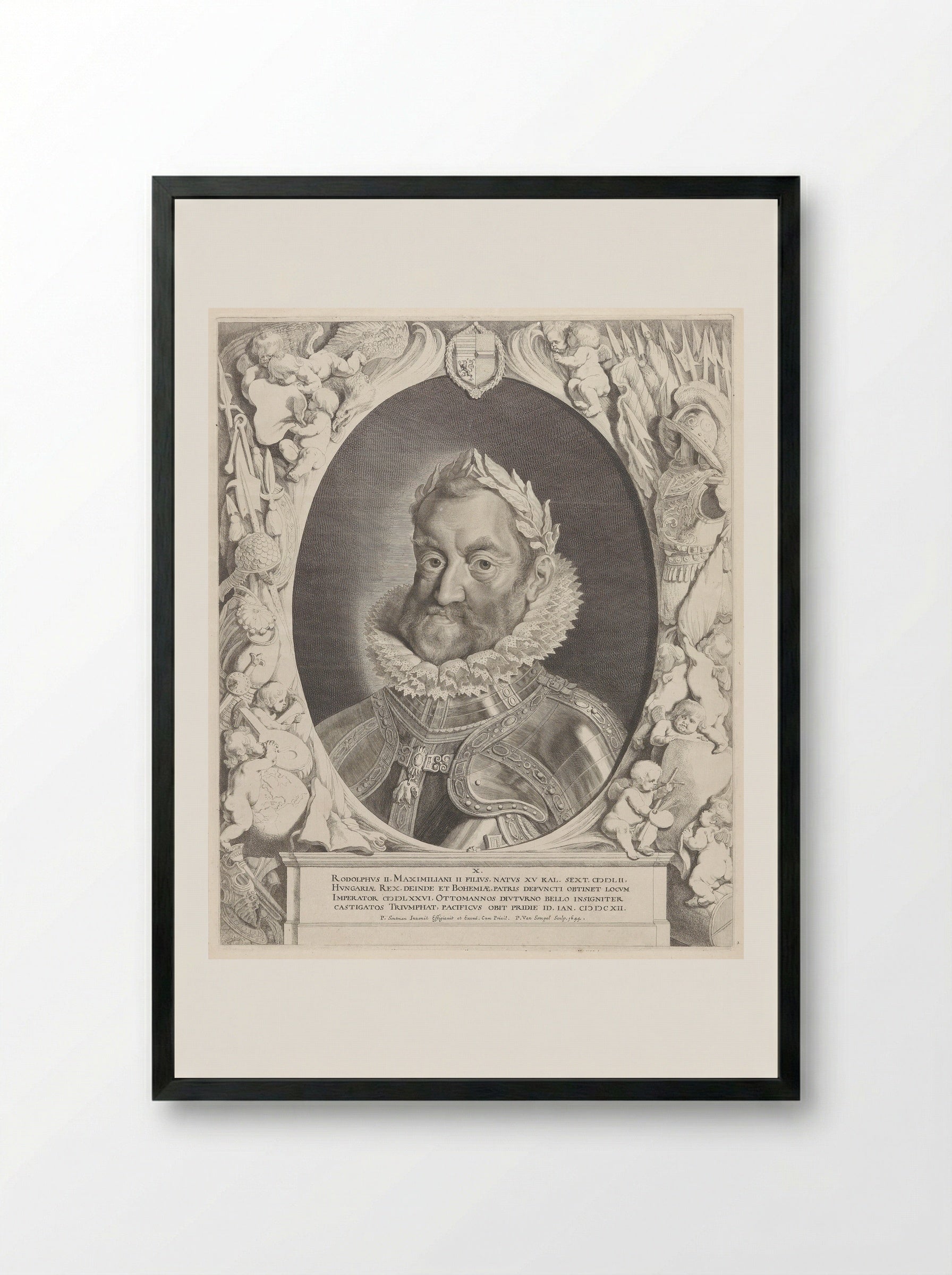 Portrait of Rudolf II, Holy Roman Emperor - Pieter van Sompel - Framed Print Black