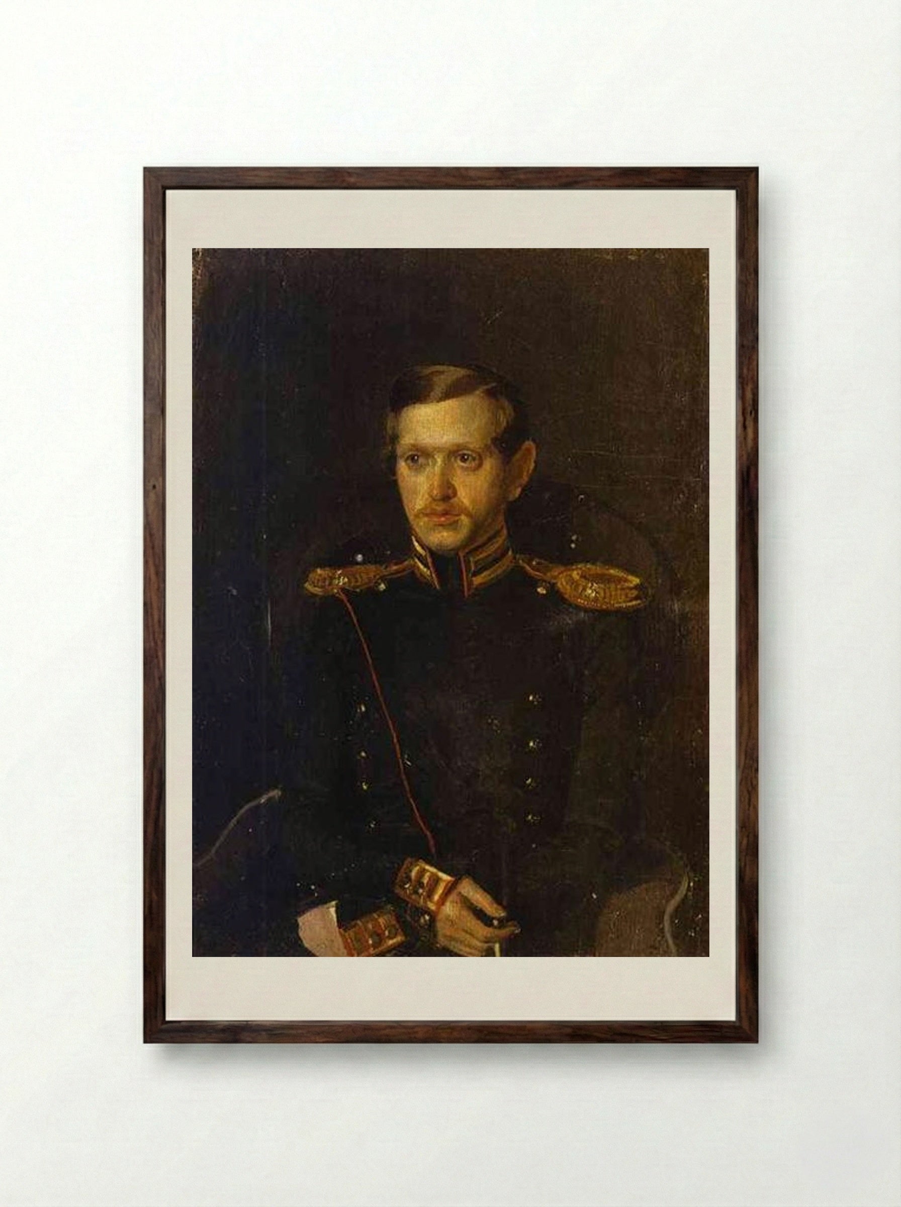 Portrait of S. S. Krylov - Pavel Fedotov - Framed Print Dark Wood