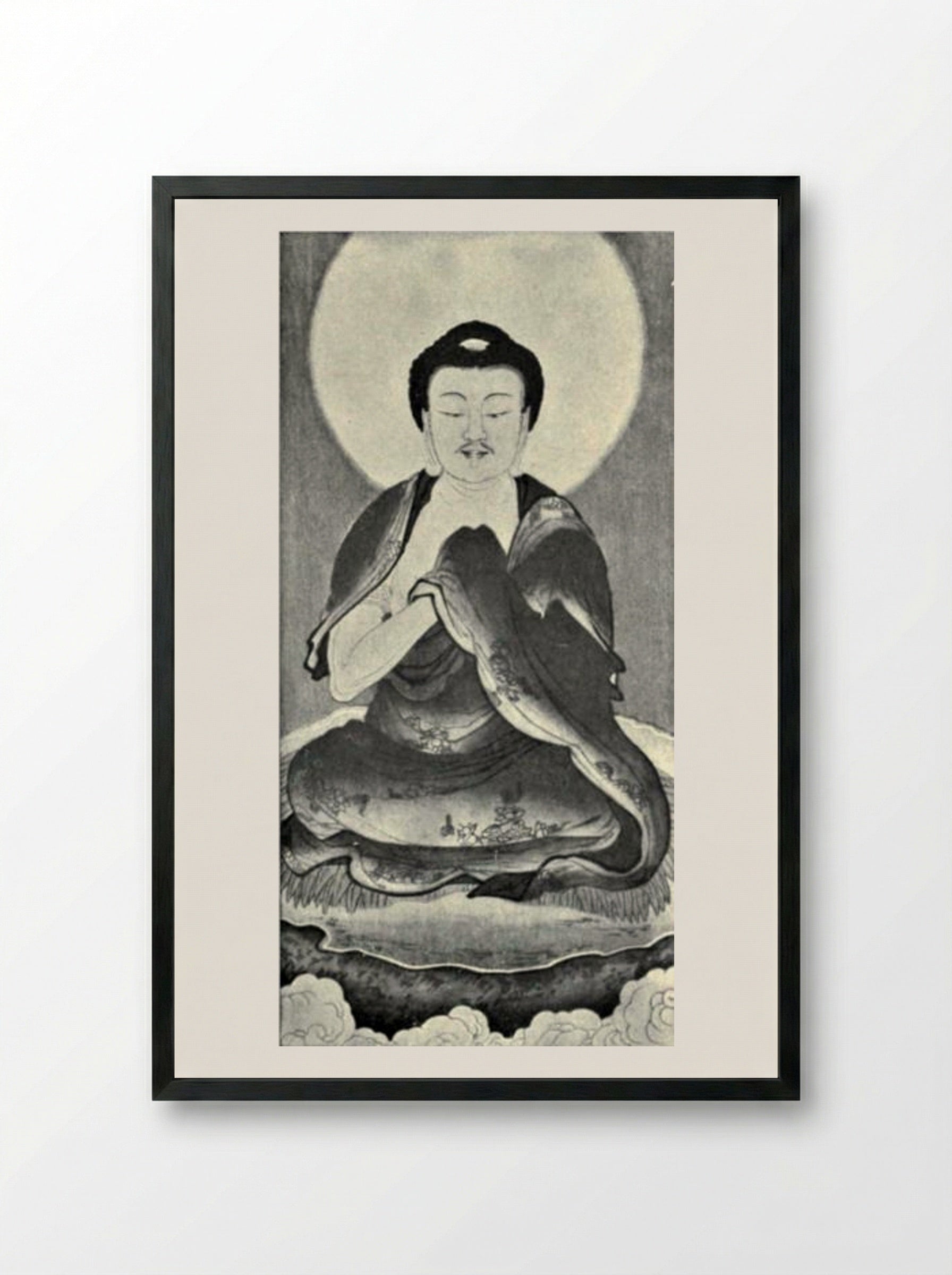 Portrait of Sakyamuni - Wu Daozi - Framed Print Black