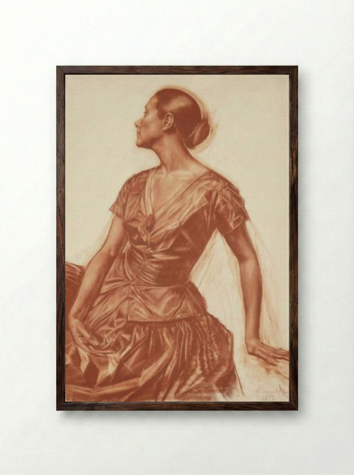 Portrait of Salome Andronnikova - Alexandre Jacovleff - Framed Print Dark Wood