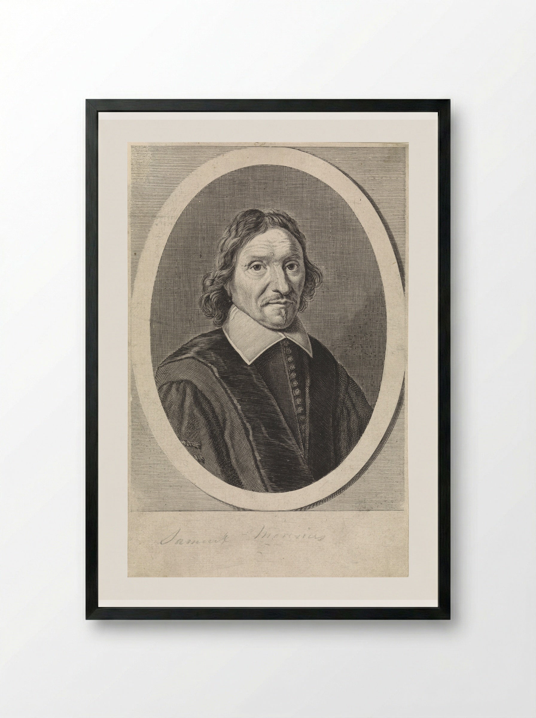 Portrait of Samuel Maresius - Theodor Matham - Framed Print Black
