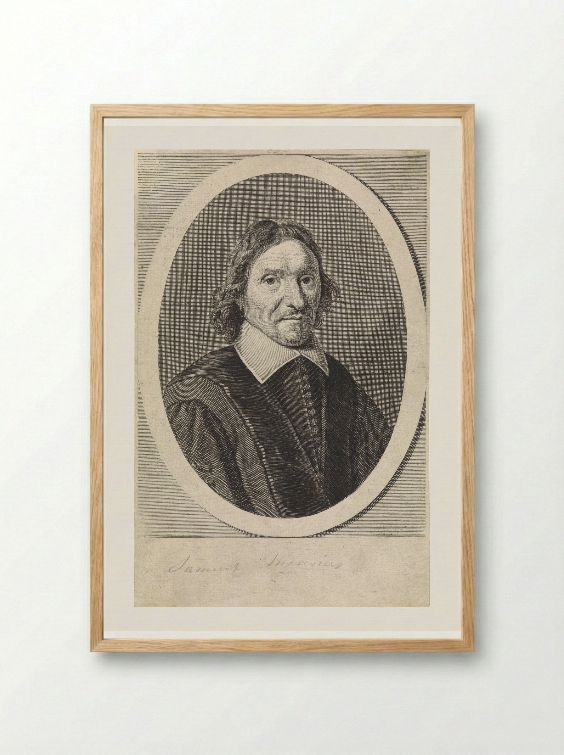 Portrait of Samuel Maresius - Theodor Matham - Framed Print Wood