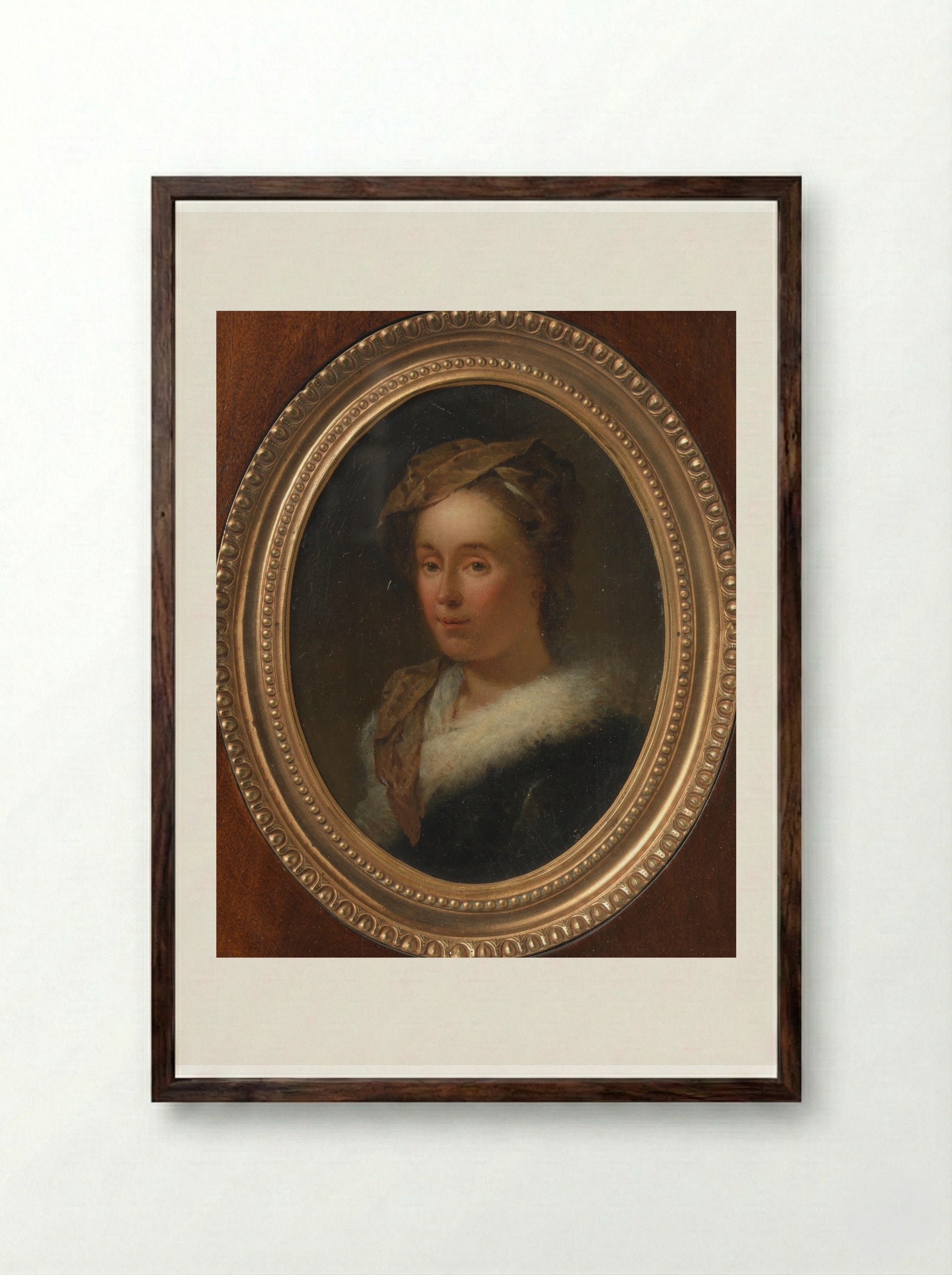Portrait of Sara Stiermans - Dionys van Nijmegen - Framed Print Dark Wood