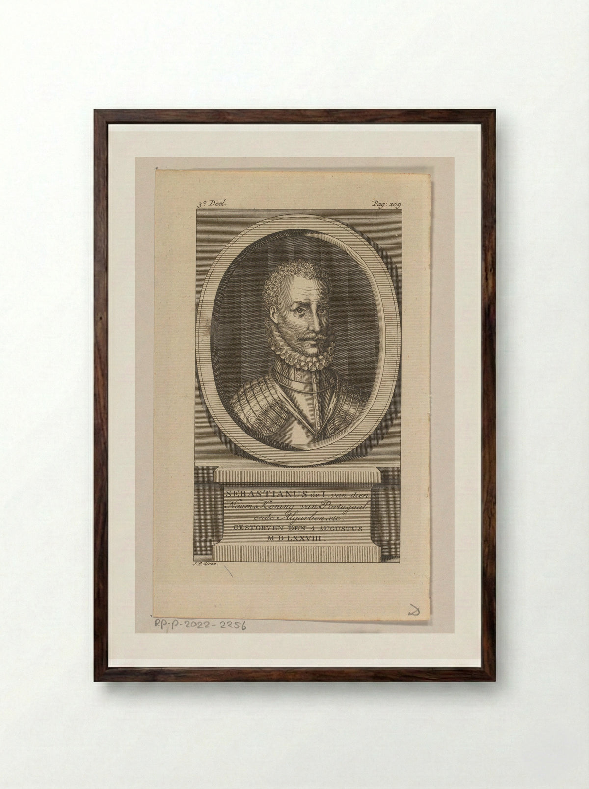 Portrait of Sebastian I of Portugal - Jan Punt - Framed Print Dark Wood