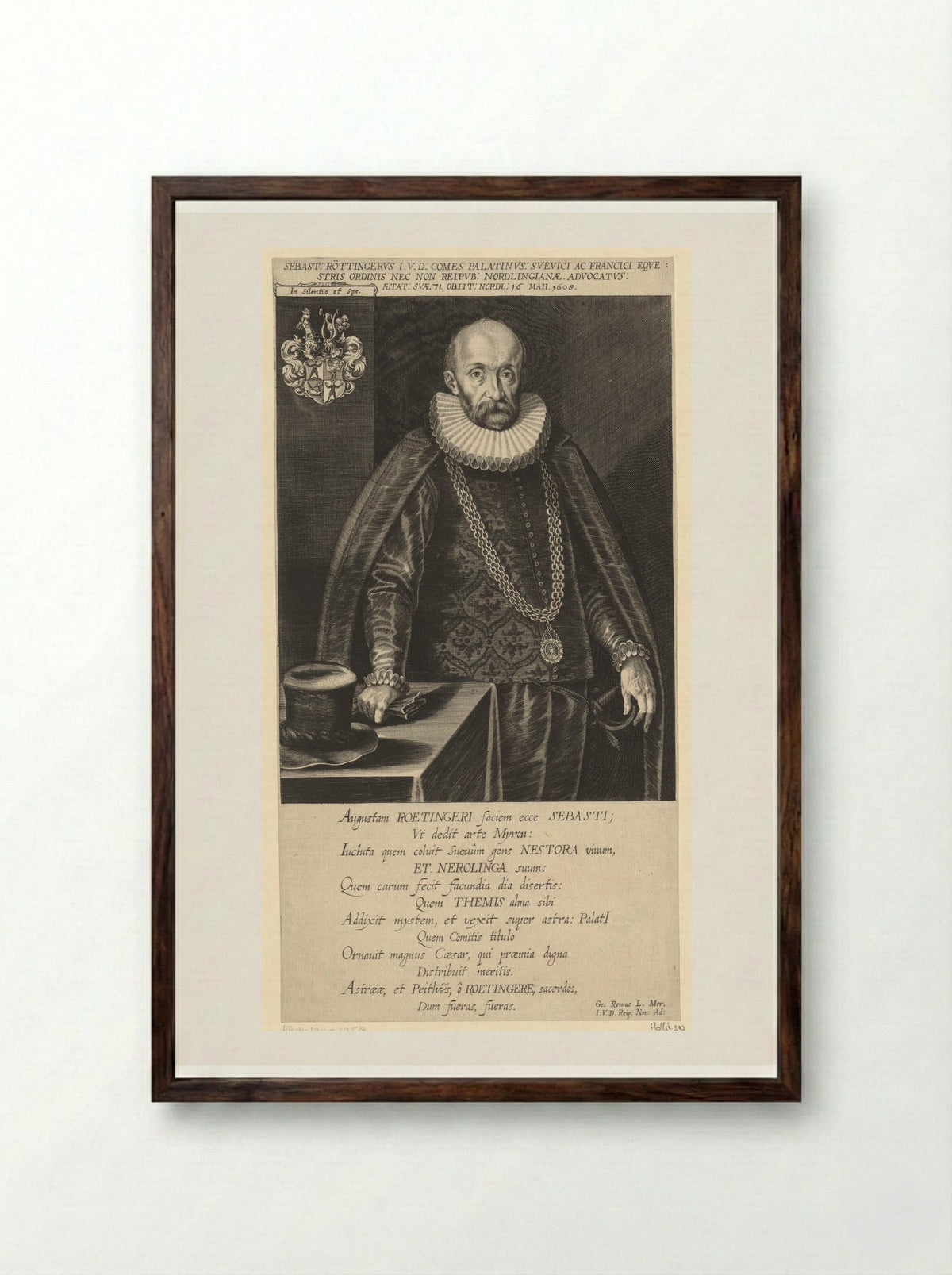 Portrait of Sebastian Röttinger - Lucas Kilian - Framed Print Dark Wood