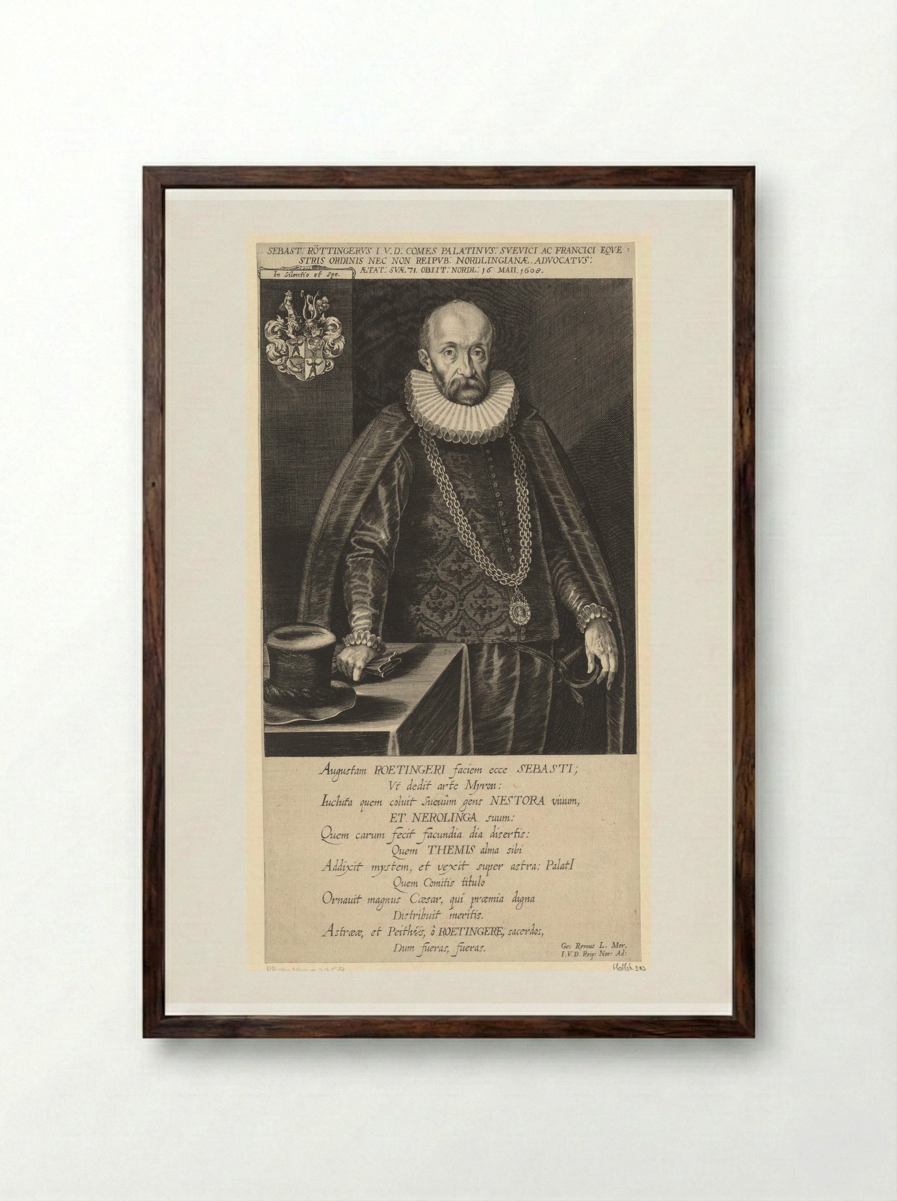 Portrait of Sebastian Röttinger - Lucas Kilian - Framed Print Dark Wood