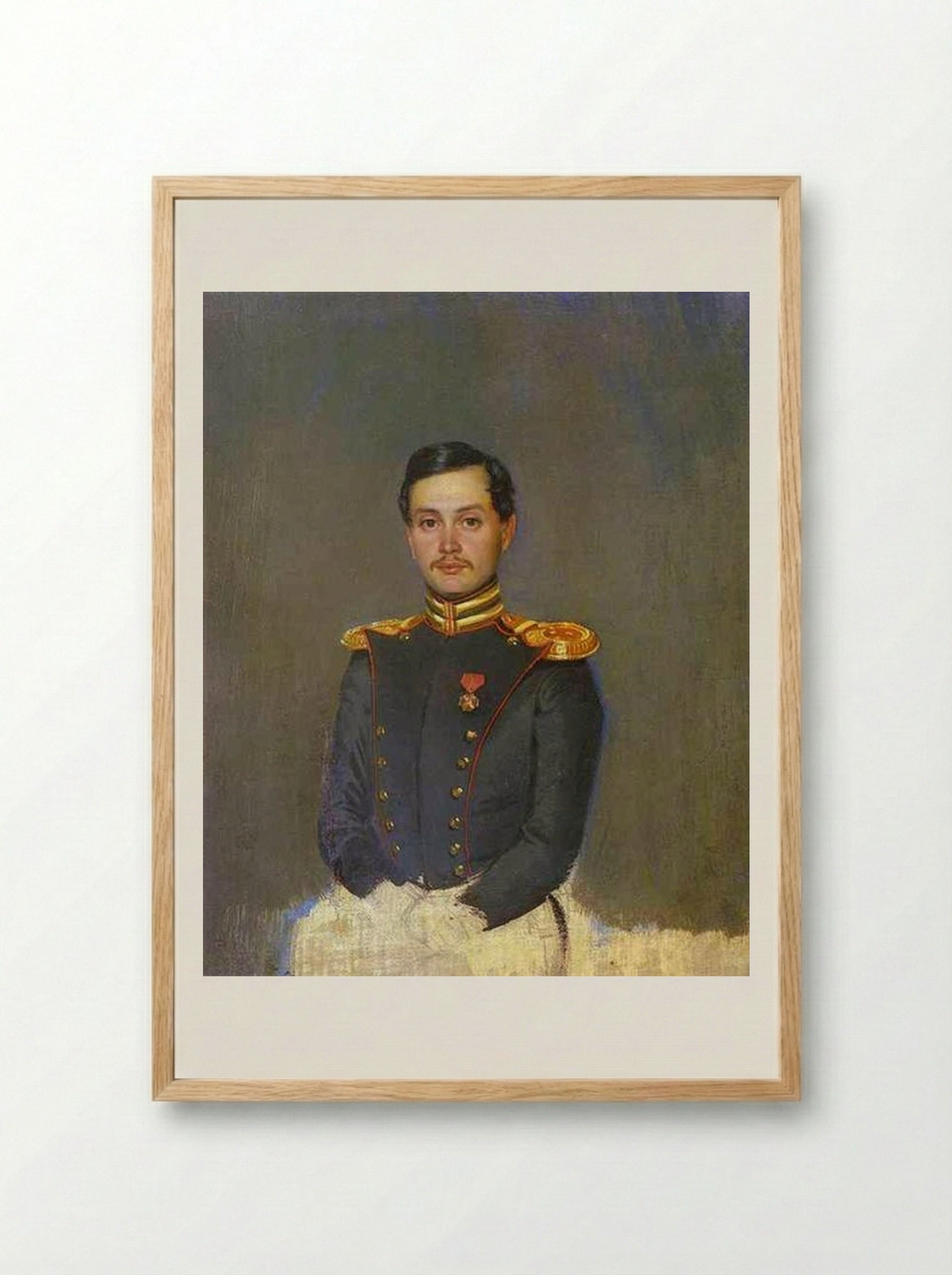 Portrait of Second Captain Vannovsky - Pavel Fedotov - Framed Print Wood