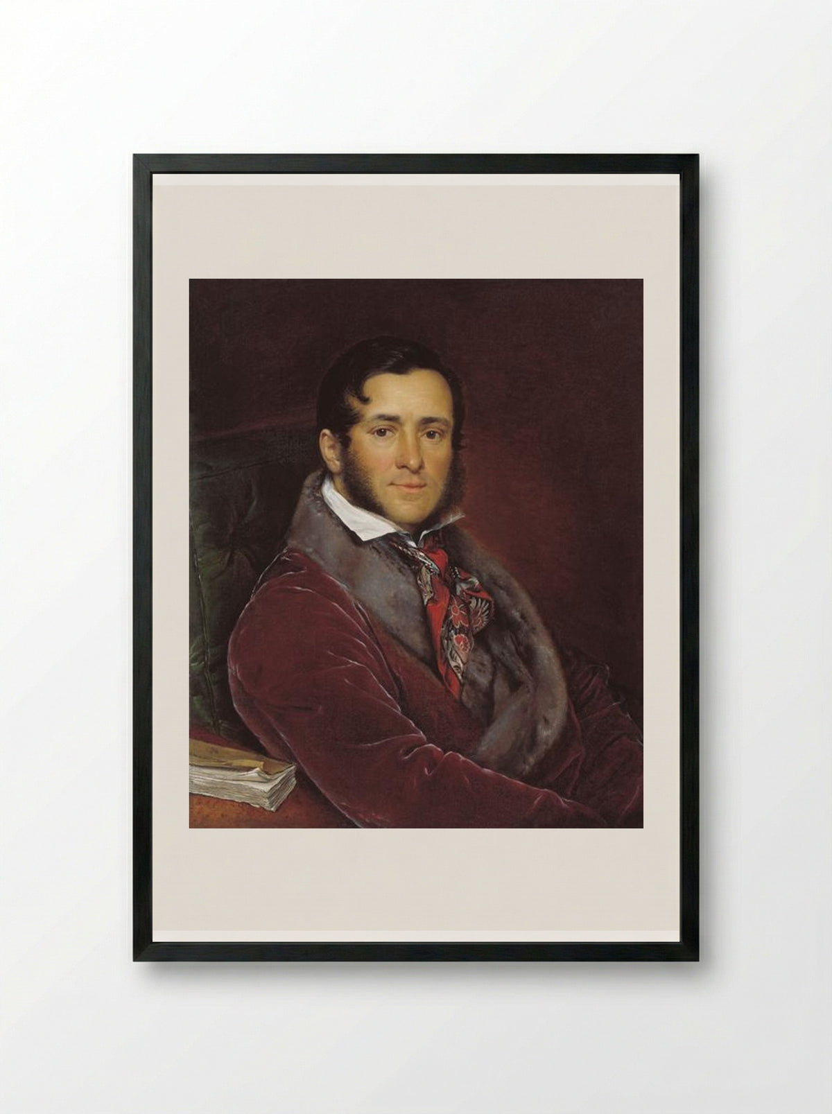 Portrait of Semyon Nikolayevich Mosolov - Vasily Tropinin - Framed Print Black