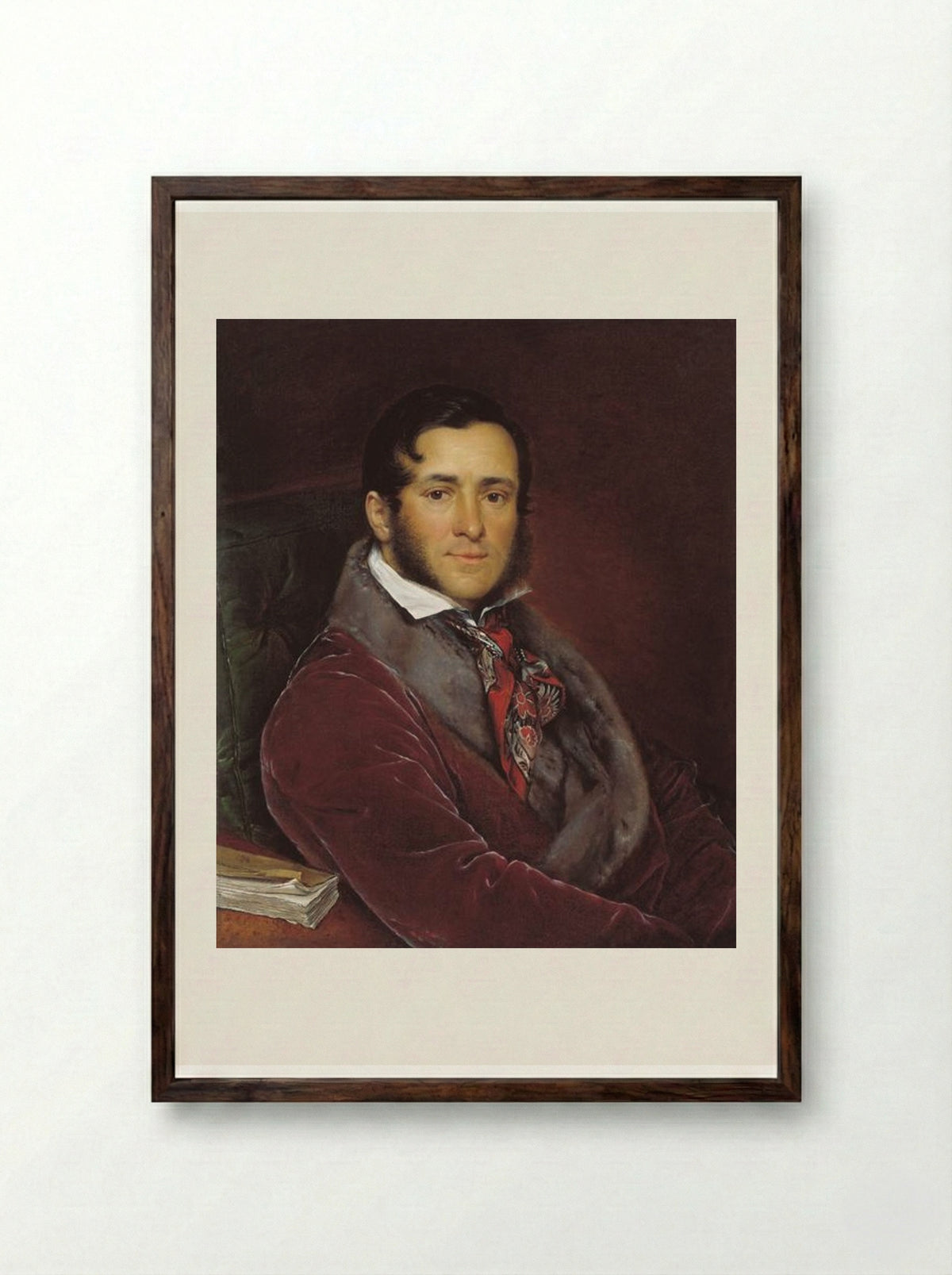 Portrait of Semyon Nikolayevich Mosolov - Vasily Tropinin - Framed Print Dark Wood