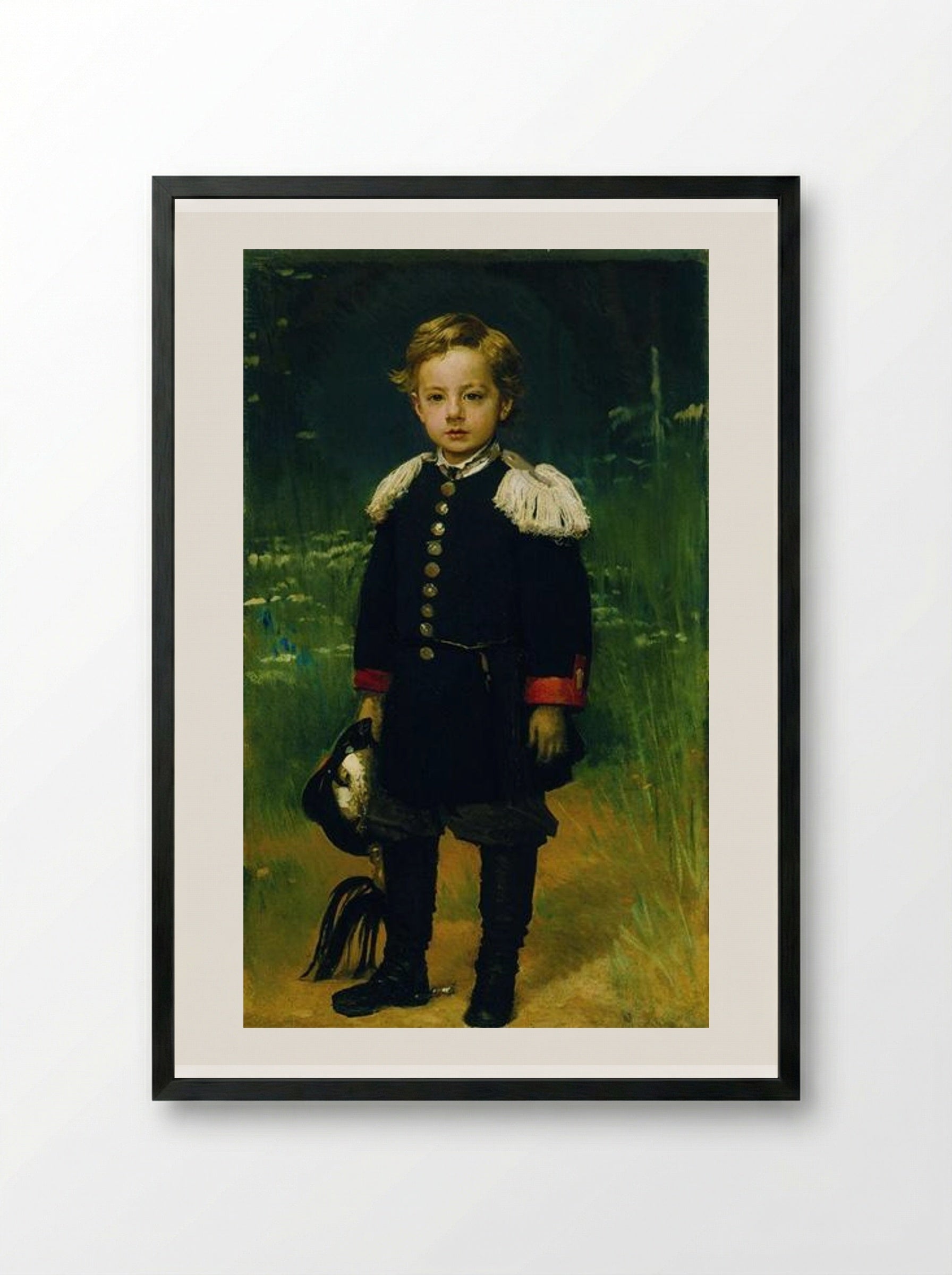 Portrait of Sergei Kramskoy - Ivan Kramskoy - Framed Print Black