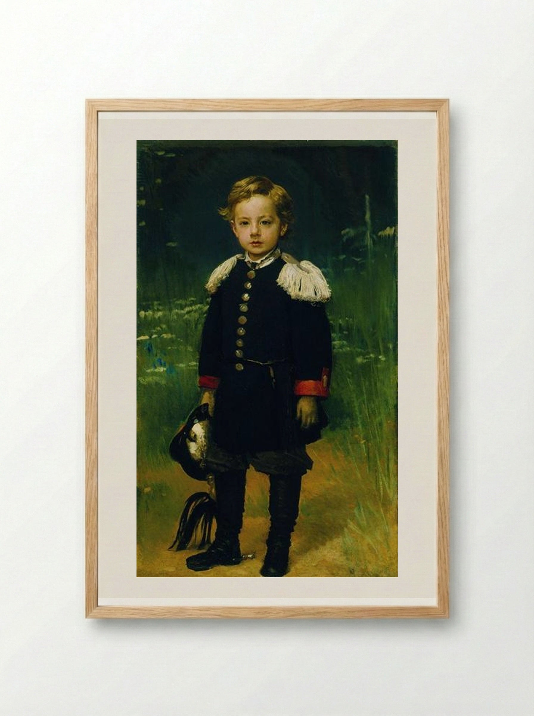Portrait of Sergei Kramskoy - Ivan Kramskoy - Framed Print Wood