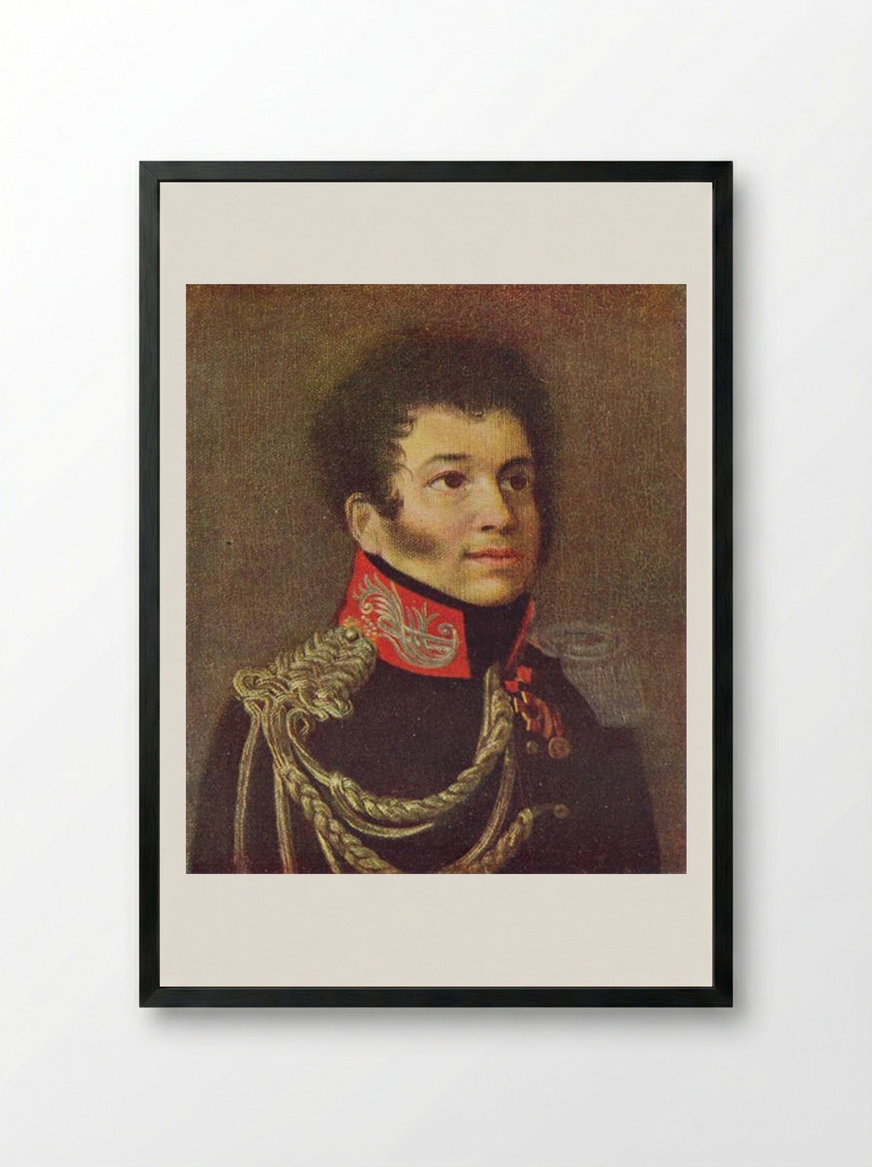 Portrait of Sergei Nikiforovich Marin - Orest Kiprensky - Framed Print Black