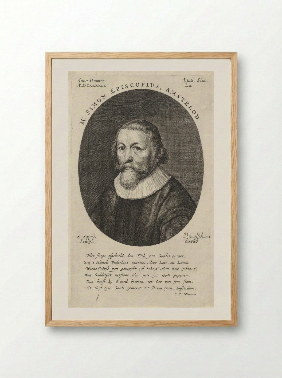 Portrait of Simon Episcopius - Cornelis Dirksen Wittenoom - Framed Print Wood