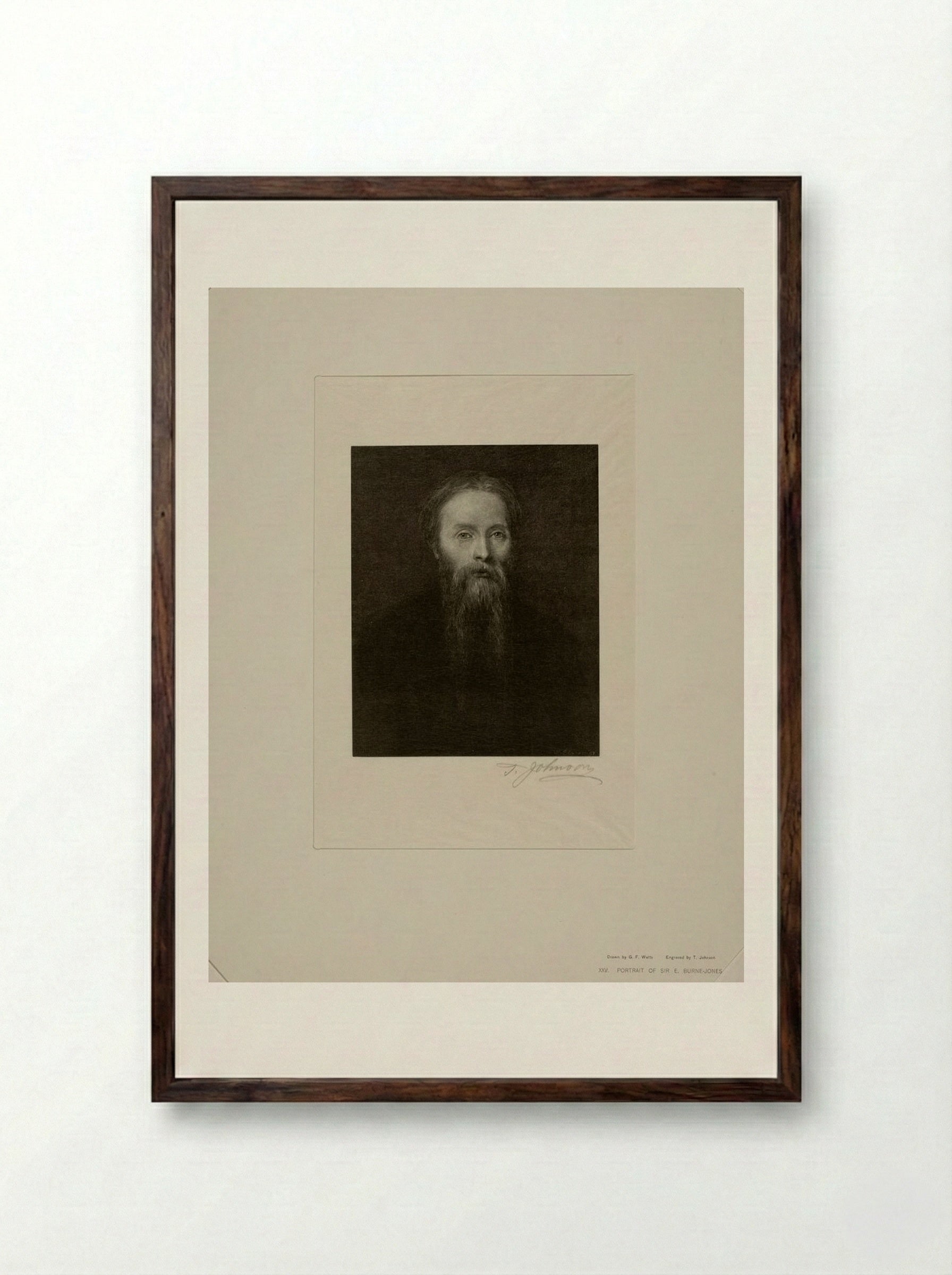 Portrait of Sir Edward Burne-Jones - Thomas Johnson - Framed Print Dark Wood