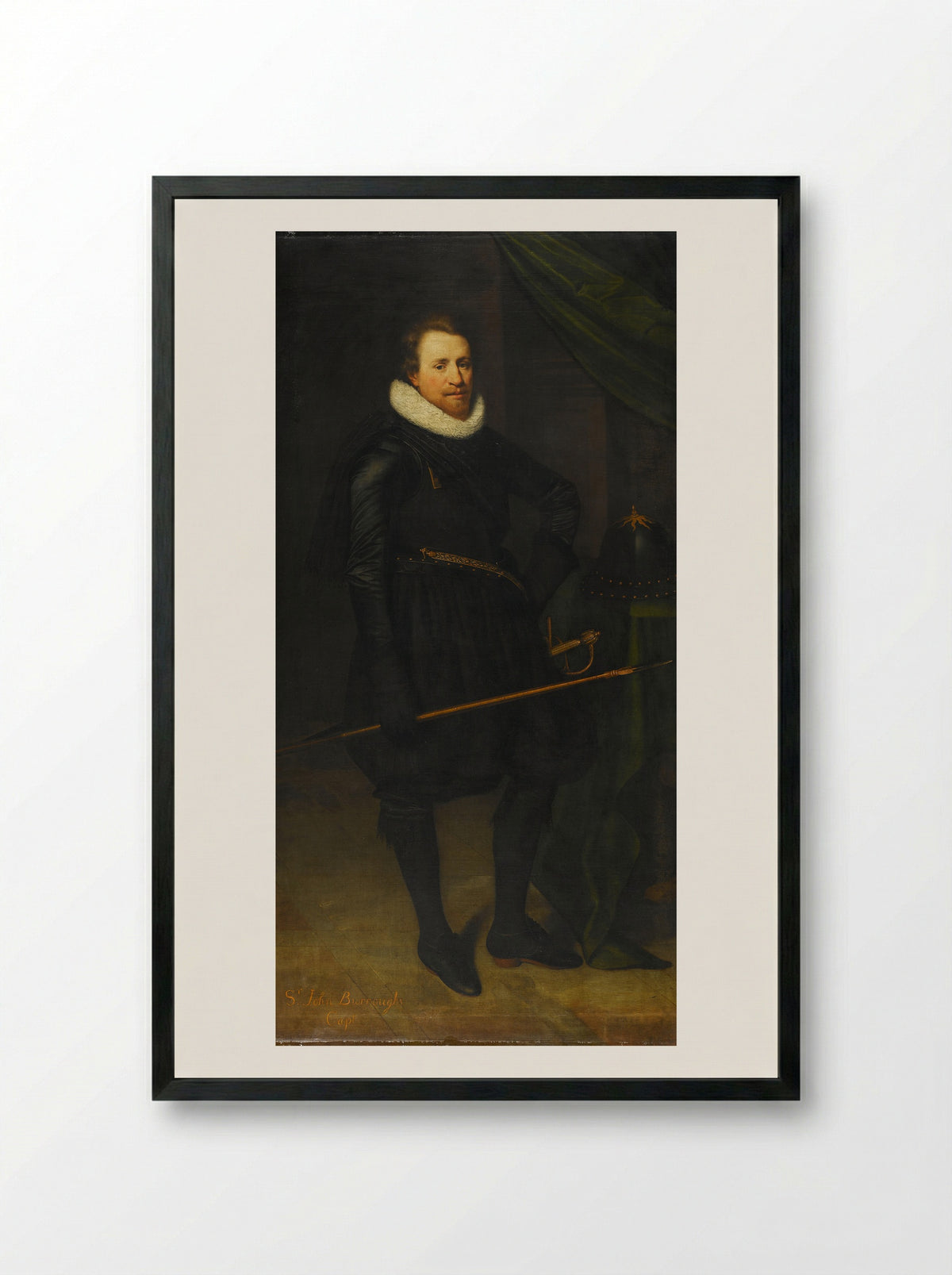 Portrait of Sir John Burroughs - Jan Antonisz van Ravesteyn - Framed Print Black