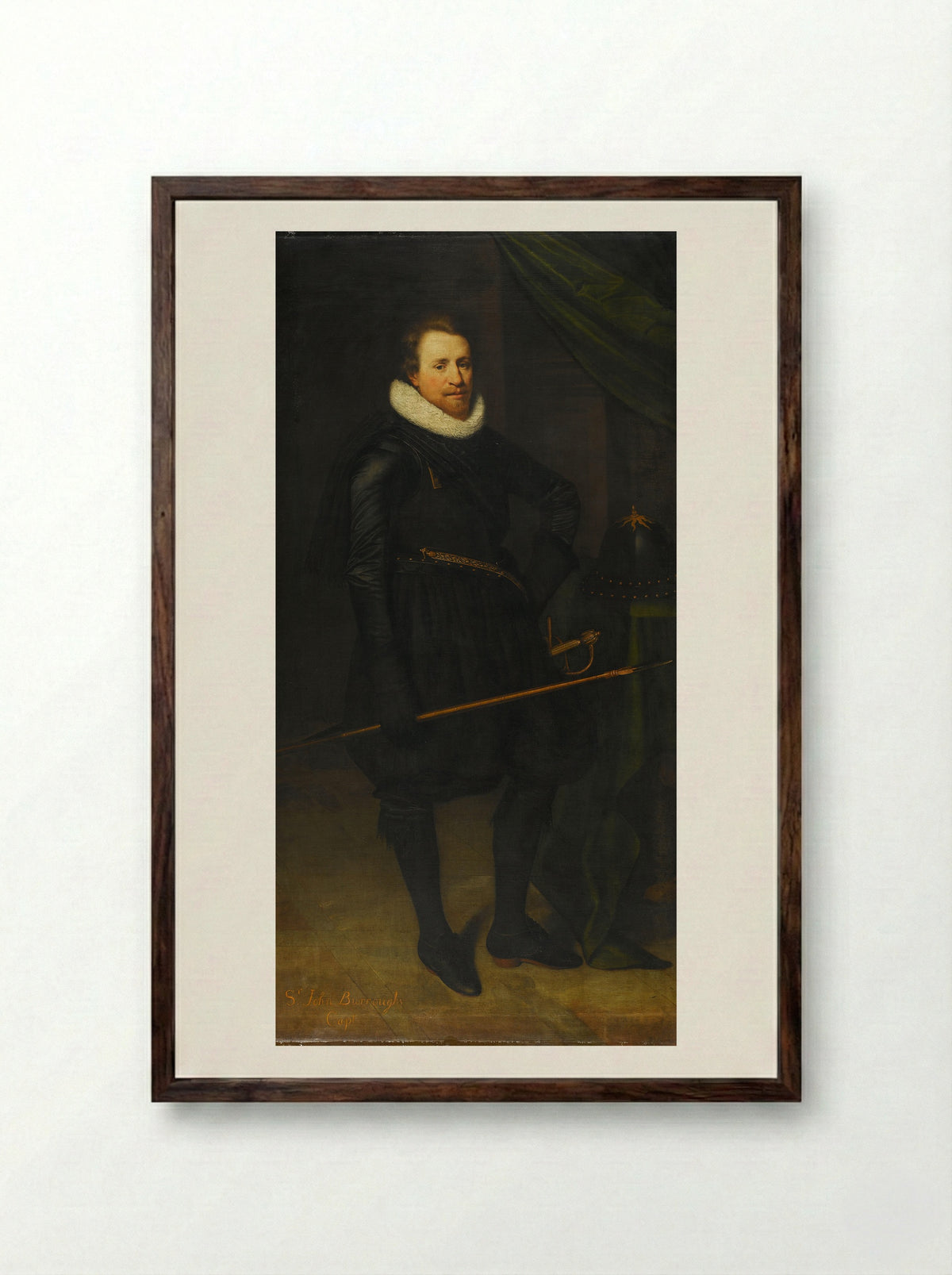 Portrait of Sir John Burroughs - Jan Antonisz van Ravesteyn - Framed Print Dark Wood