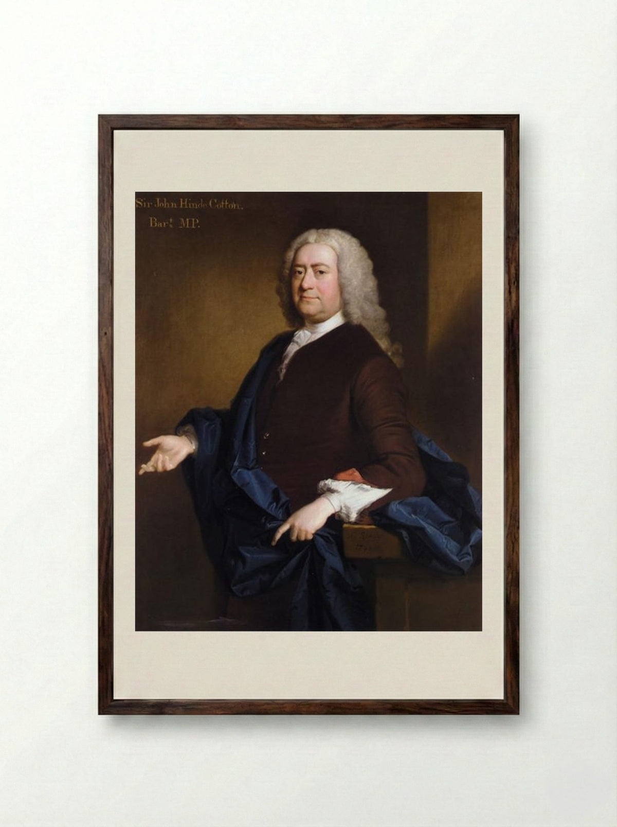 Portrait of Sir John Hynde Cotton, 3rd Bt - Allan Ramsay - Framed Print Dark Wood