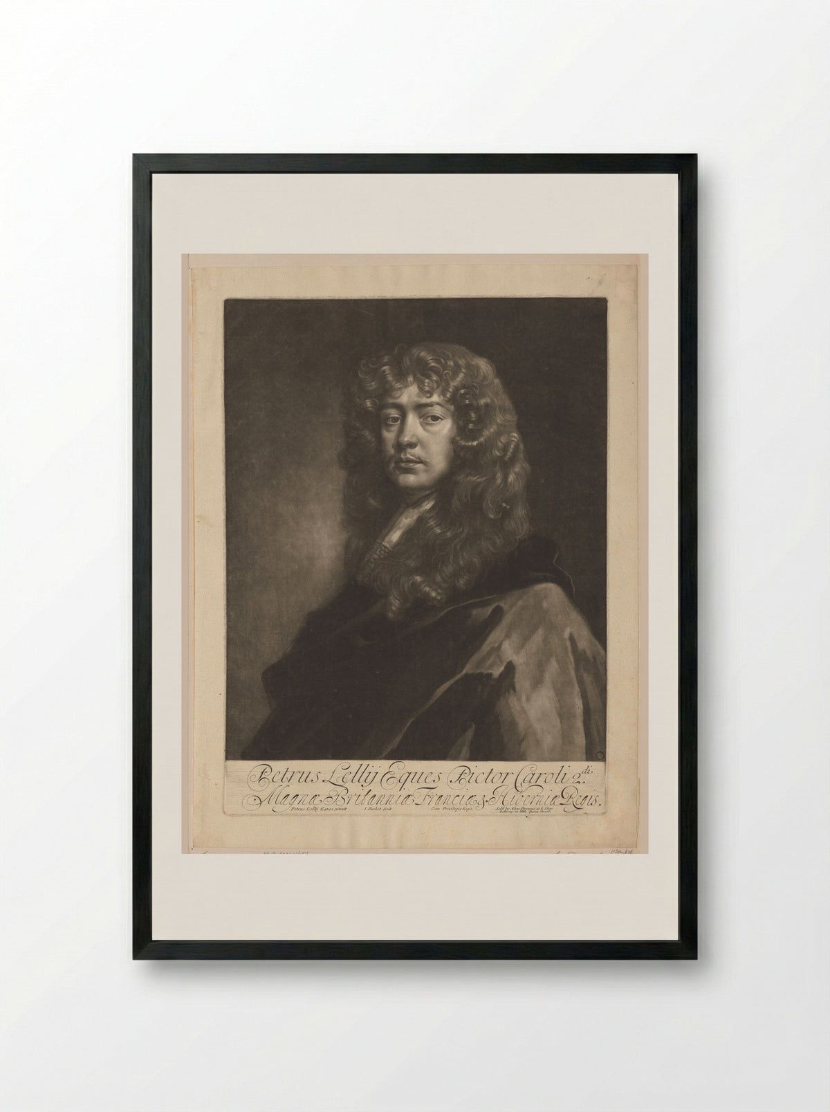 Portrait of Sir Peter Lely - Isaac Beckett - Framed Print Black