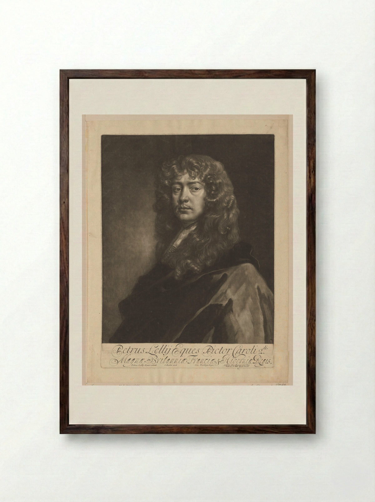 Portrait of Sir Peter Lely - Isaac Beckett - Framed Print Dark Wood