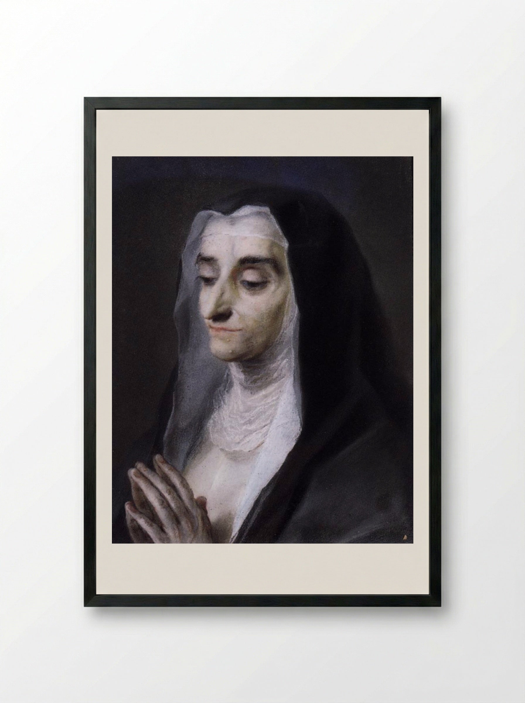 Portrait of Sister Maria Caterina - Rosalba Carriera - Framed Print Black