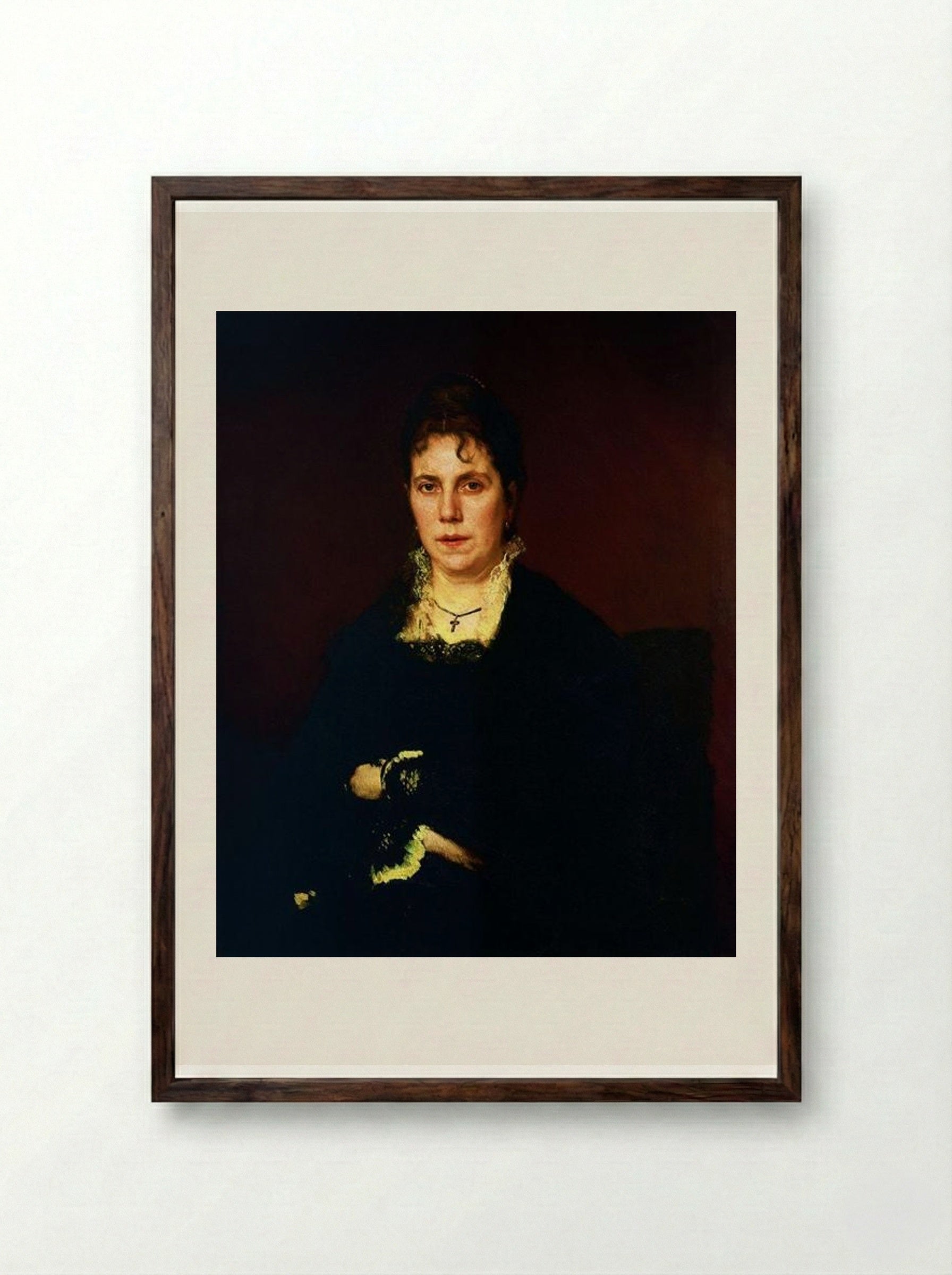 Portrait of Sofia Nikolaevna Kramskoy - Ivan Kramskoy - Framed Print Dark Wood