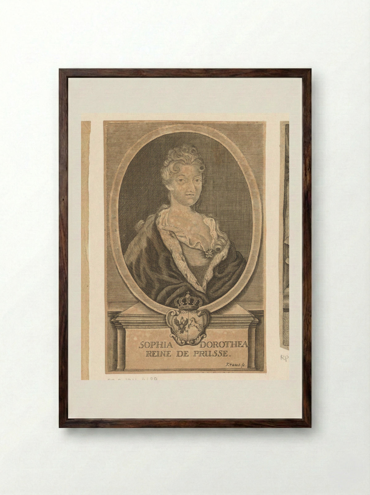 Portrait of Sophia Dorothea of Hanover - Jodocus Egidius Krauss - Framed Print Dark Wood
