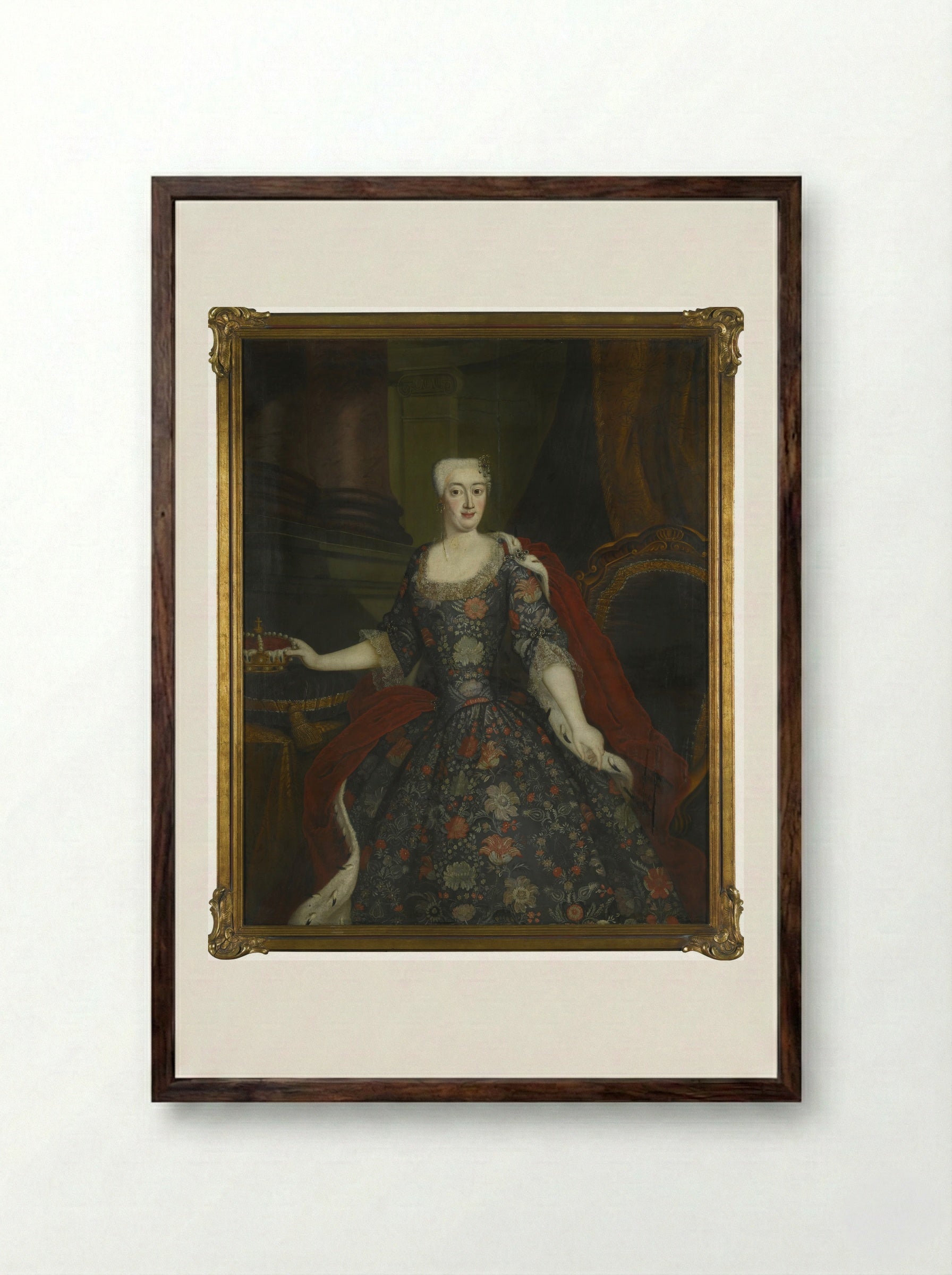 Portrait of Sophie Dorothea of Prussia - Antoine Pesne - Framed Print Dark Wood