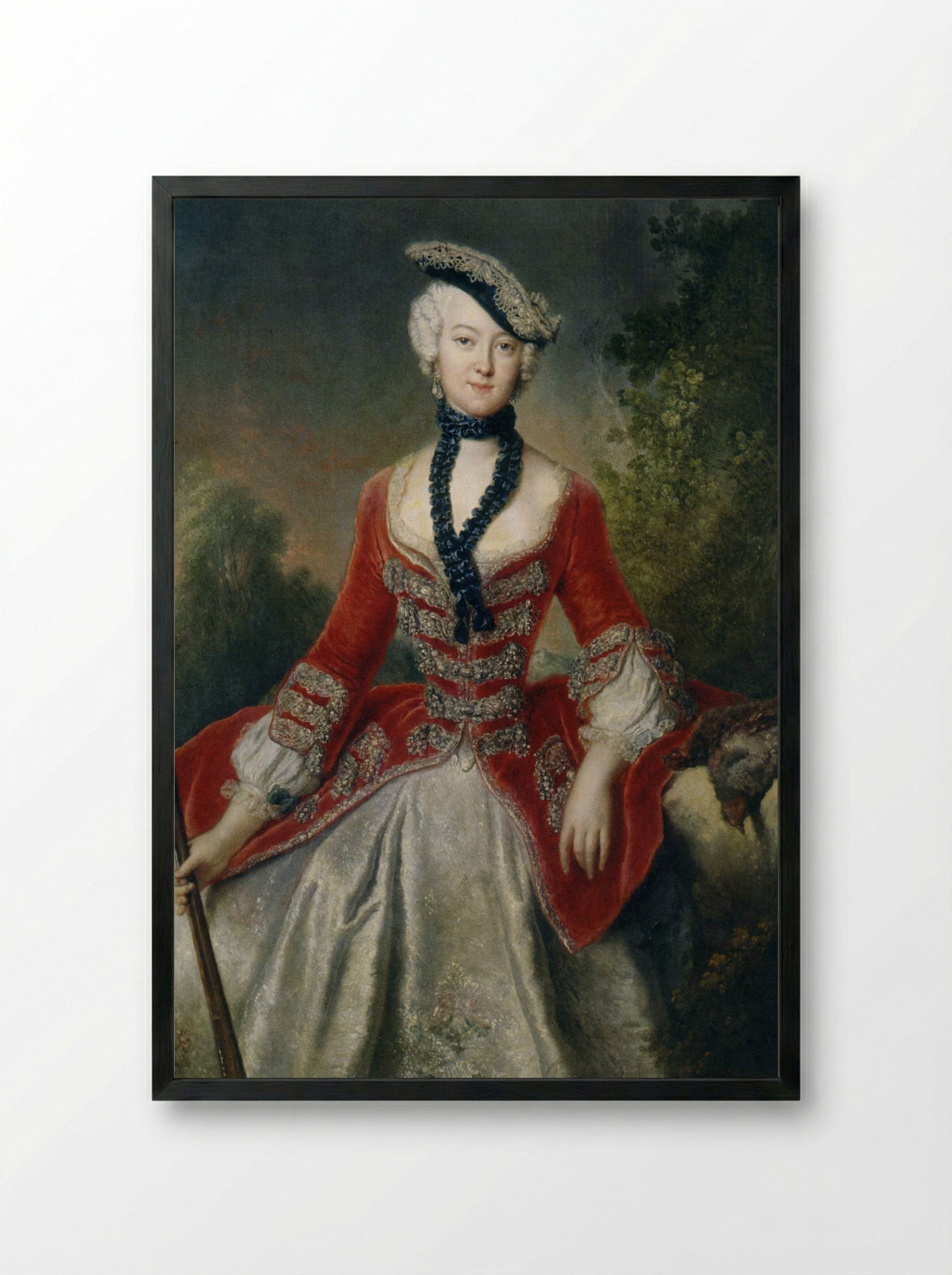 Portrait of Sophie Marie Gräfin von Voss - Antoine Pesne - Framed Print Black