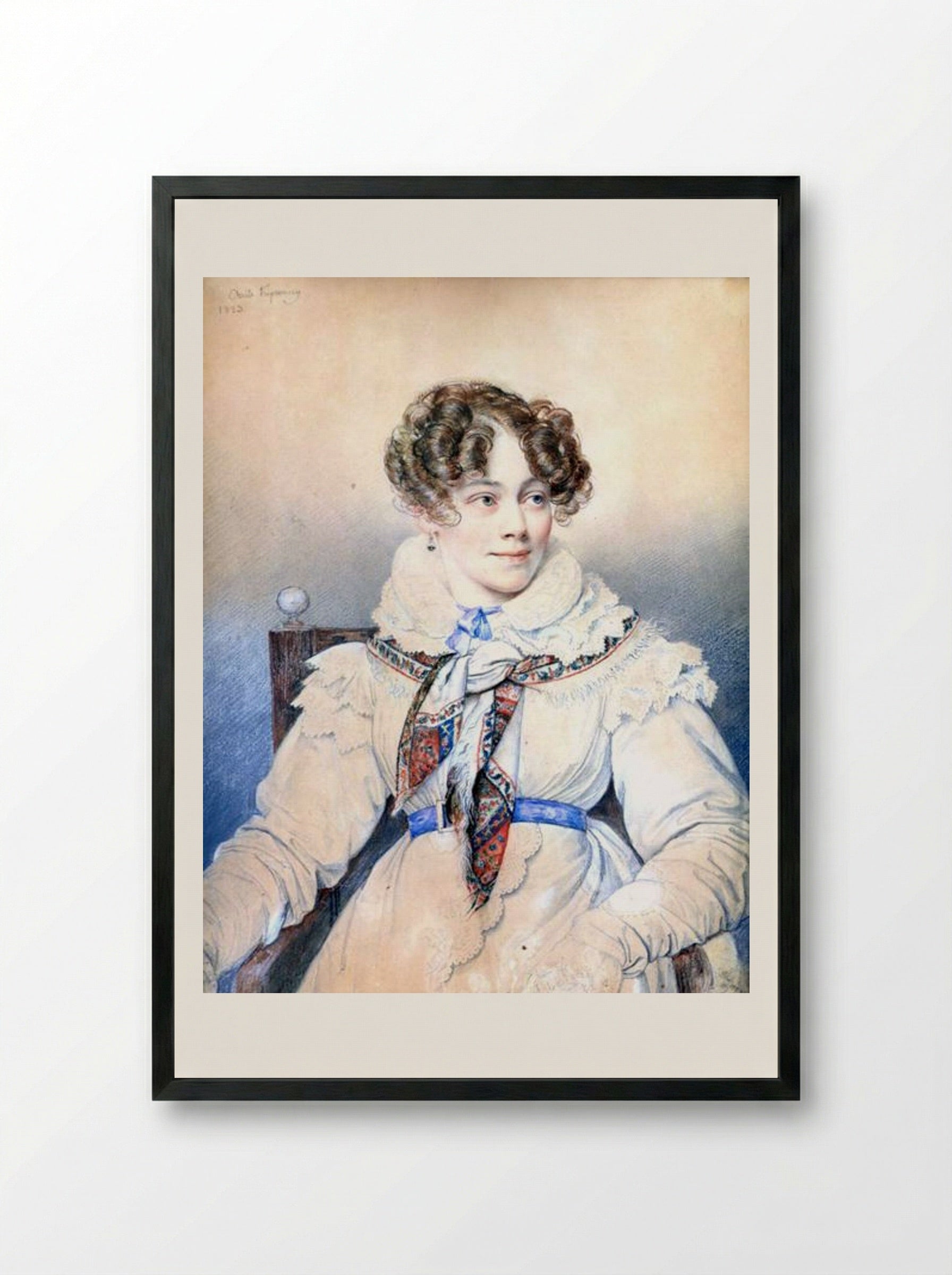 Portrait of Sophie Rostopchine - Orest Kiprensky - Framed Print Black