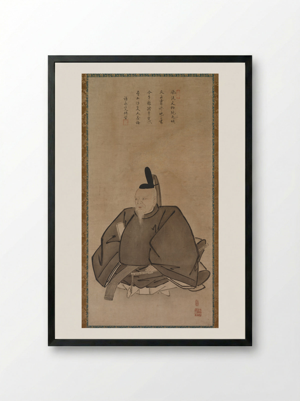 Portrait of Sugawara Michizane - Yōgetsu - Framed Print Black