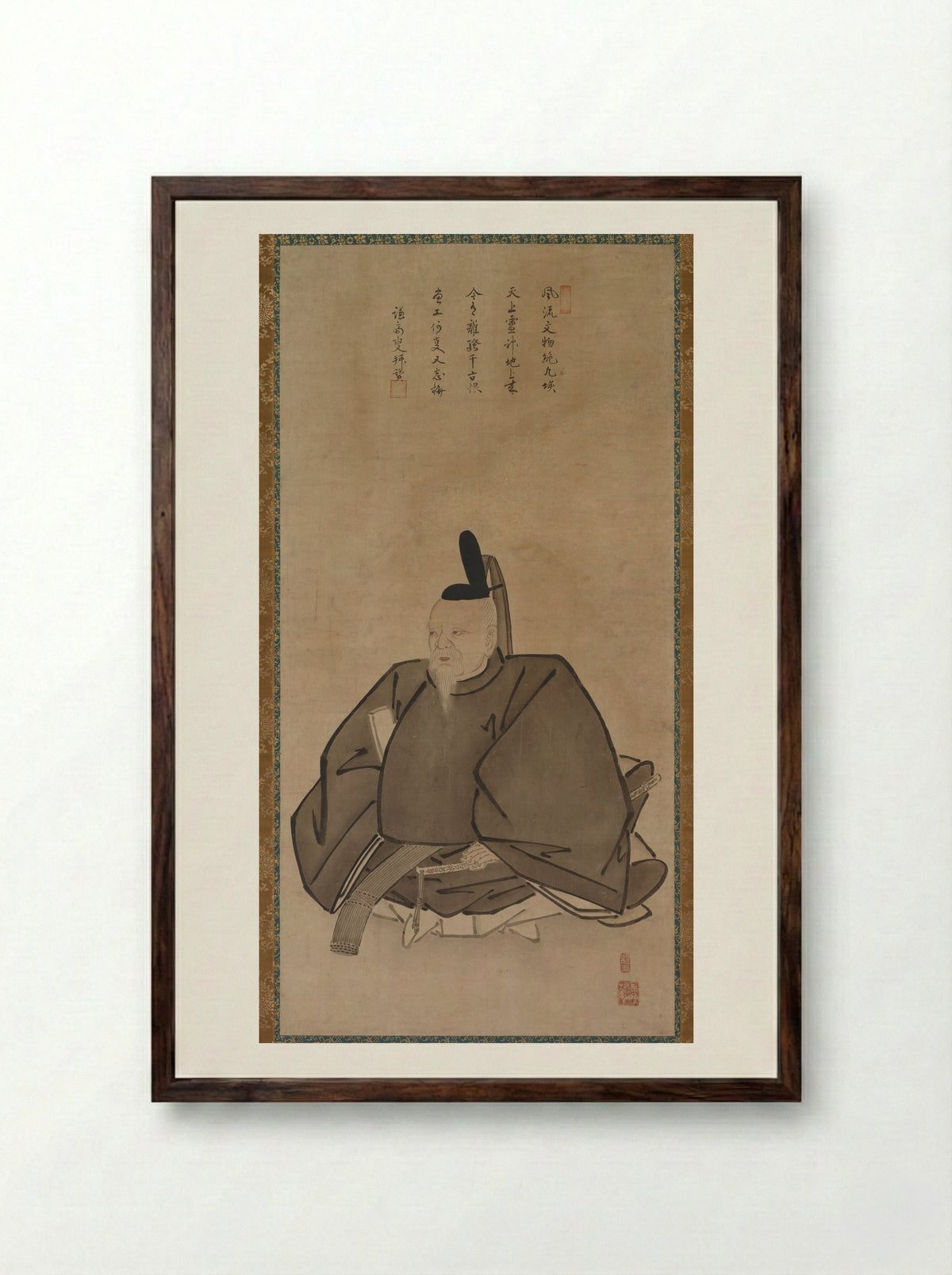 Portrait of Sugawara Michizane - Yōgetsu - Framed Print Dark Wood