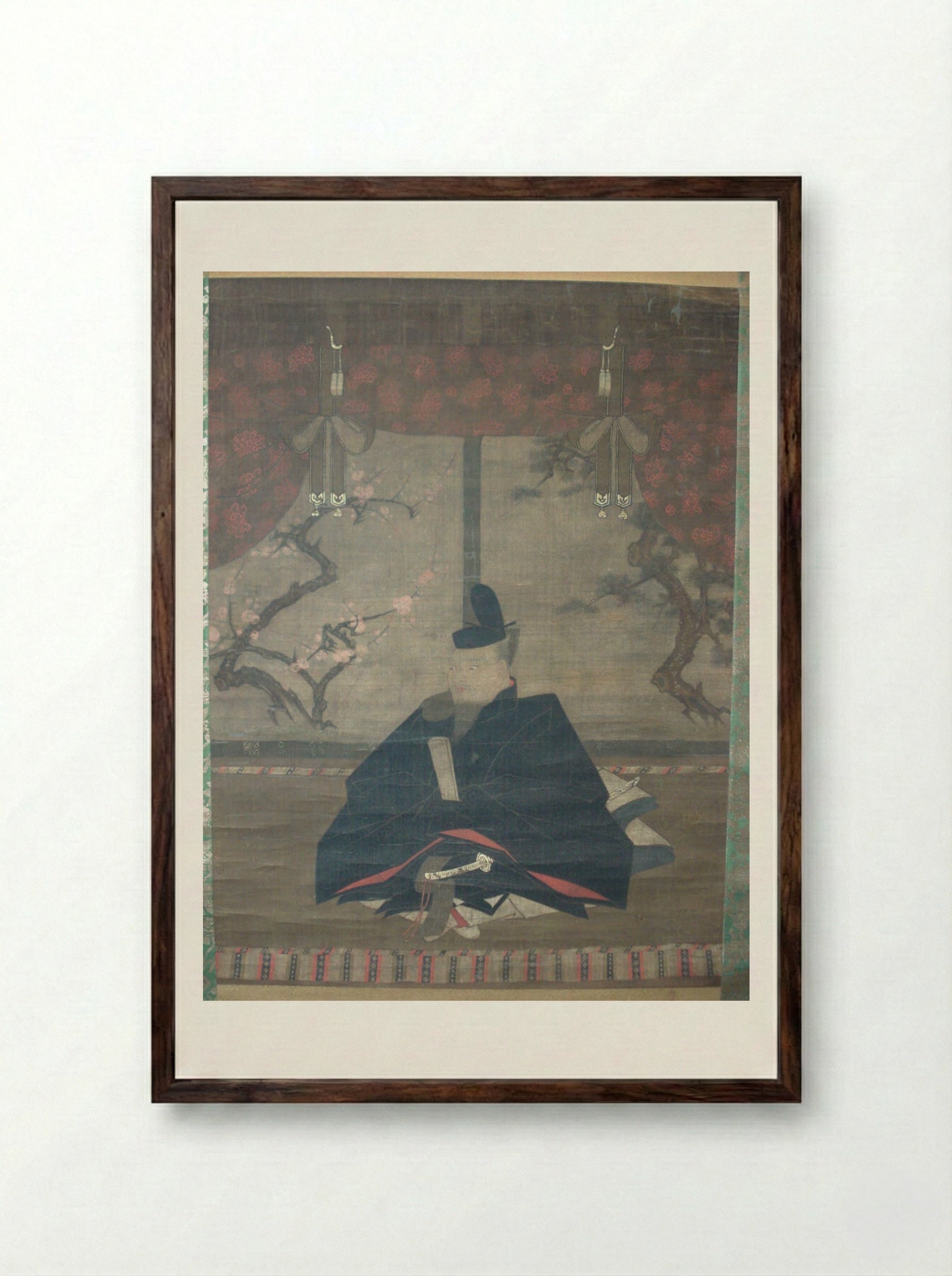 Portrait of Sugawara no Michizane (Kitano Tenjin) - Unknown Artist - Framed Print Dark Wood