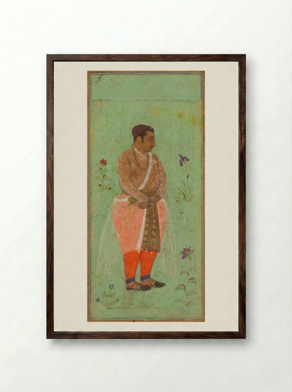 Portrait of Suraj Singh Rathor - Bishandas - Framed Print Dark Wood