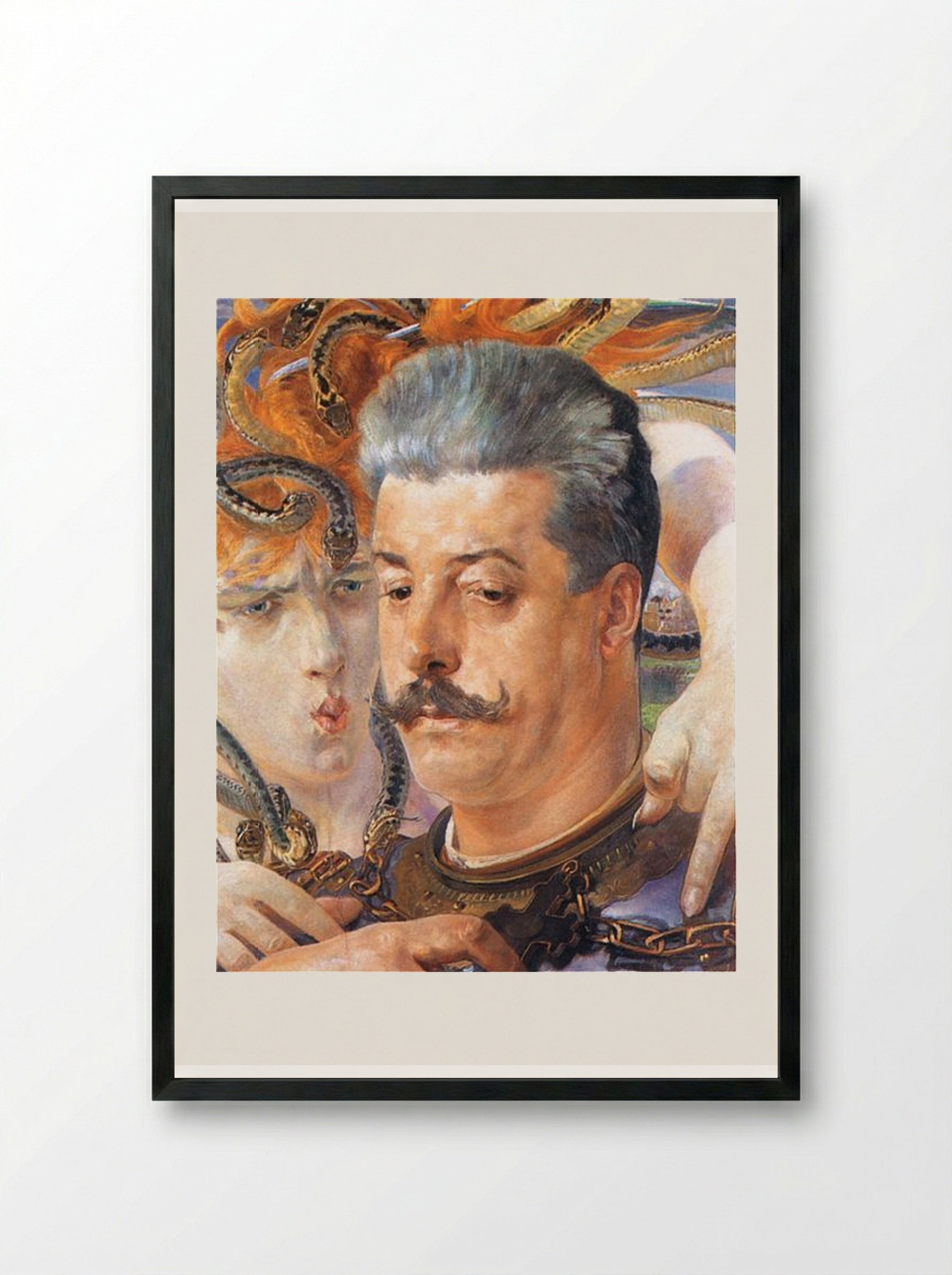 Portrait of Tadeusz Błotnicki with Medusa - Jacek Malczewski - Framed Print Black