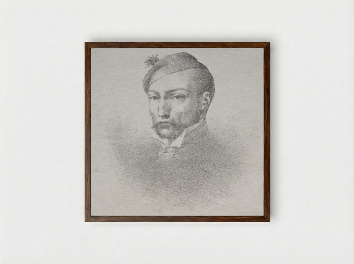 Portrait of Théodore Géricault - Léon Cogniet - Framed Print Dark Wood