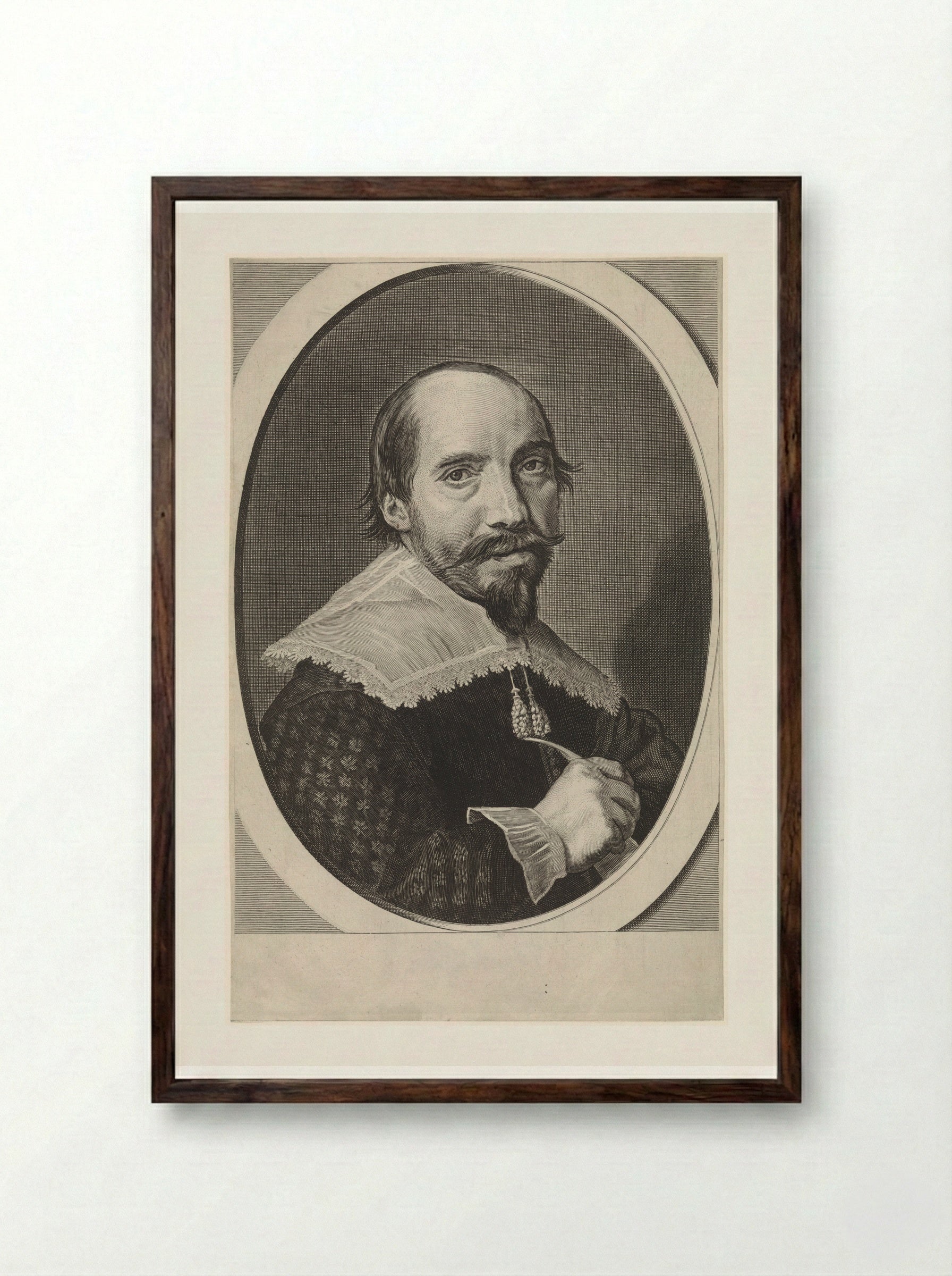 Portrait of Theodore Bleuet - Theodor Matham - Framed Print Dark Wood