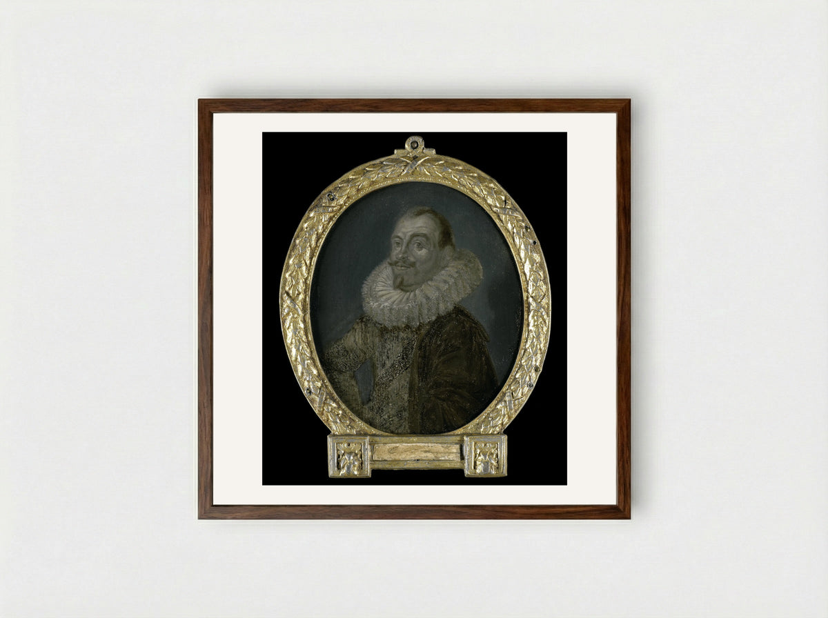 Portrait of Theodorus Rodenburgh - Arnoud van Halen - Framed Print Dark Wood