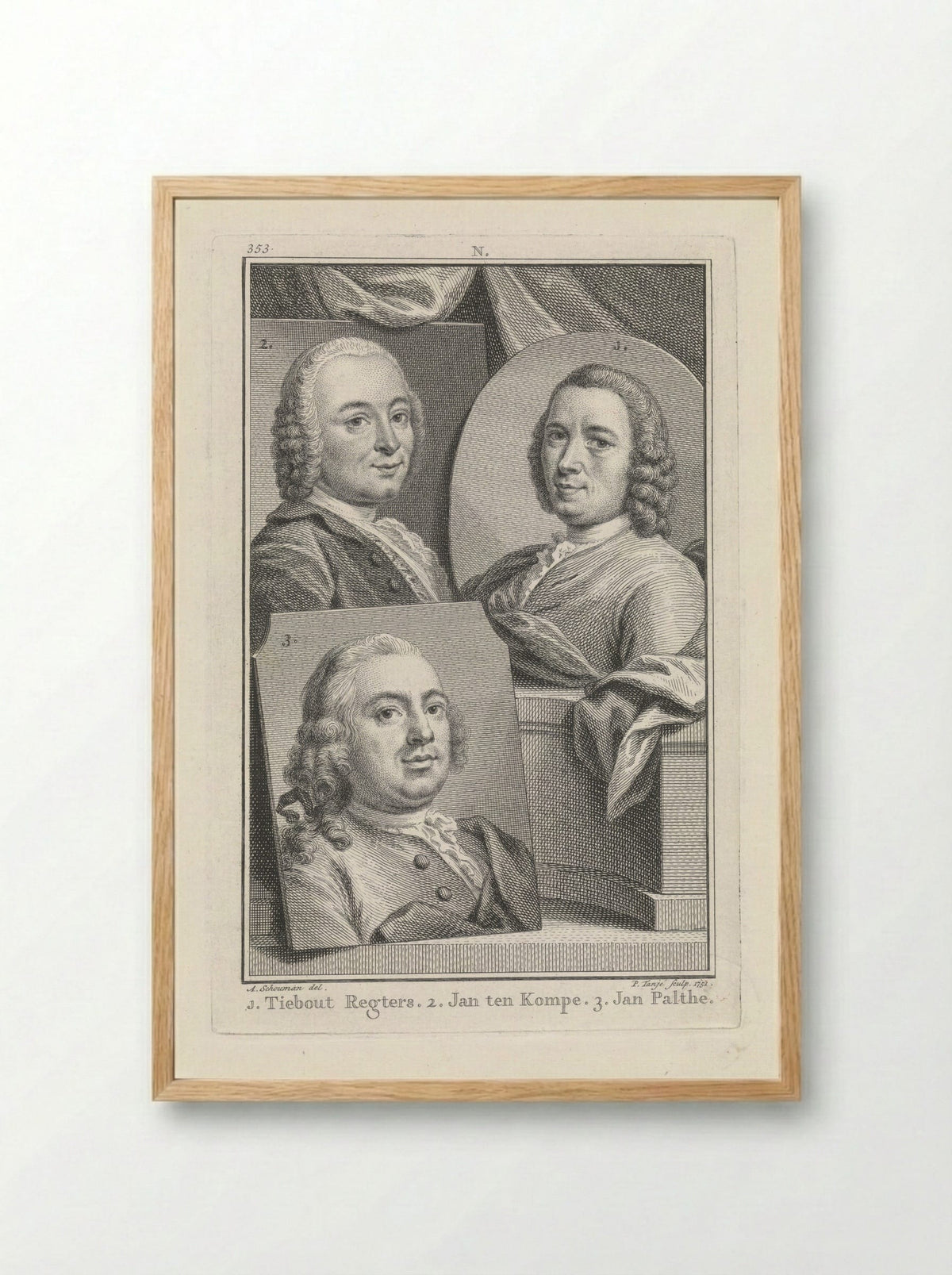 Portrait of Tibout Regters, Jan ten Compe, and Jan Palthe - Tibout Regters - Framed Print Wood
